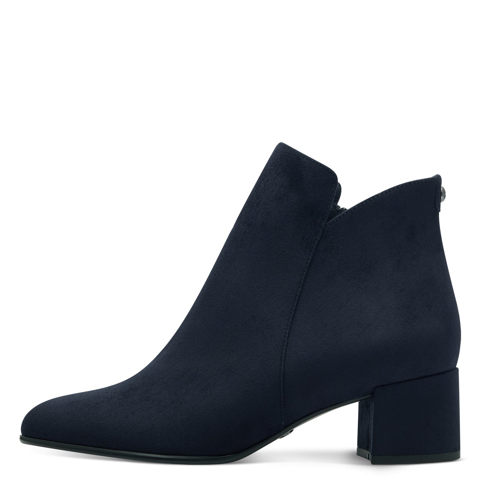 Tamaris navy suede ankle boots with block heel for women