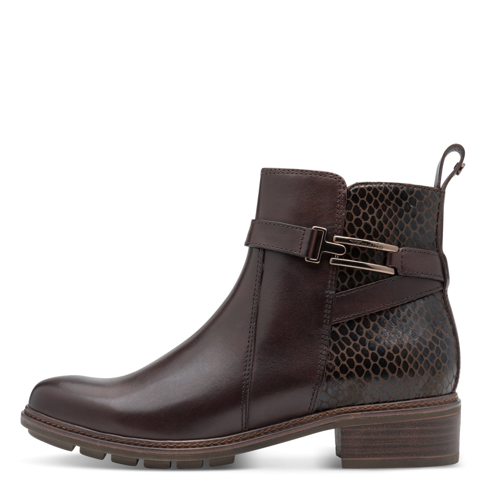 Tamaris Leather Snakeskin Effect Ankle Boots image 5