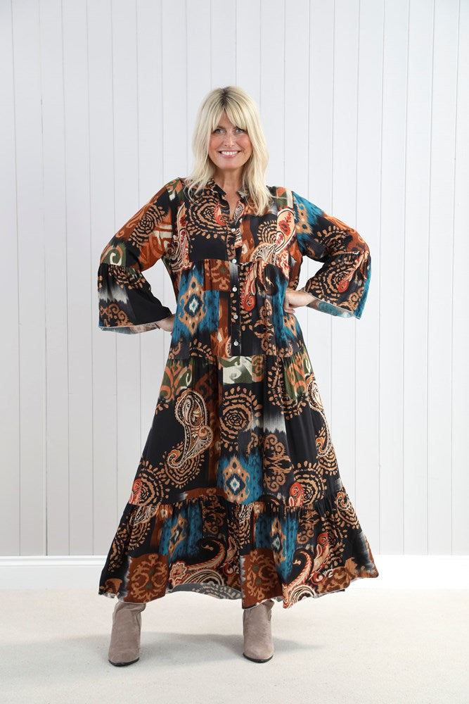Goose Island Aztec Flute Sleeve Tiered Maxi Dress image 1