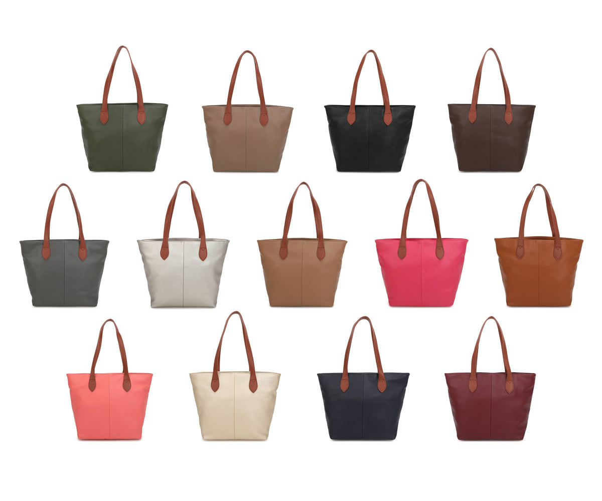 Two-tone handle tote bag in Navy, Teal, Dark Grey and Coffee - product view 23