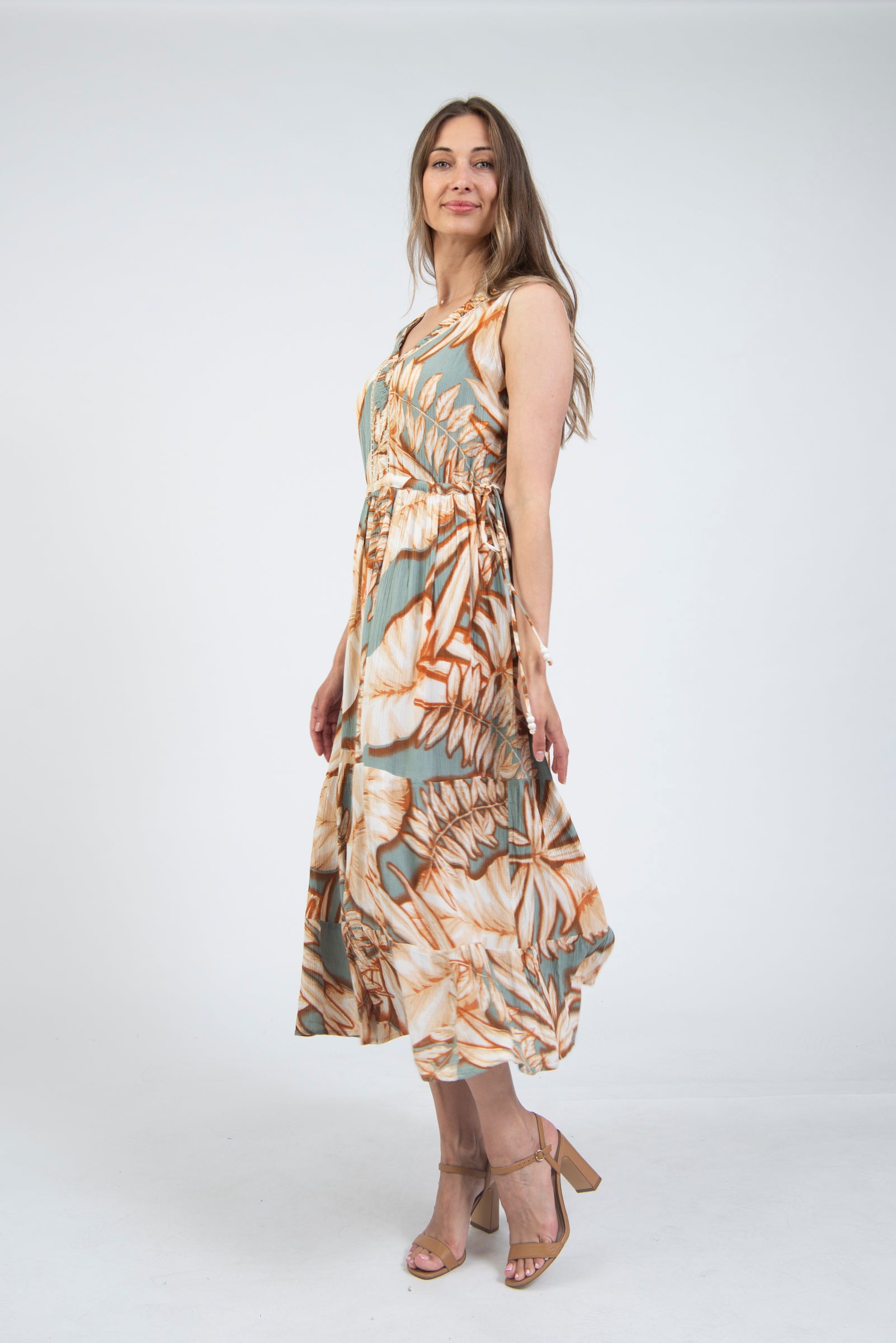 Jessica Graaf Leaf Print Sleeveless Dress