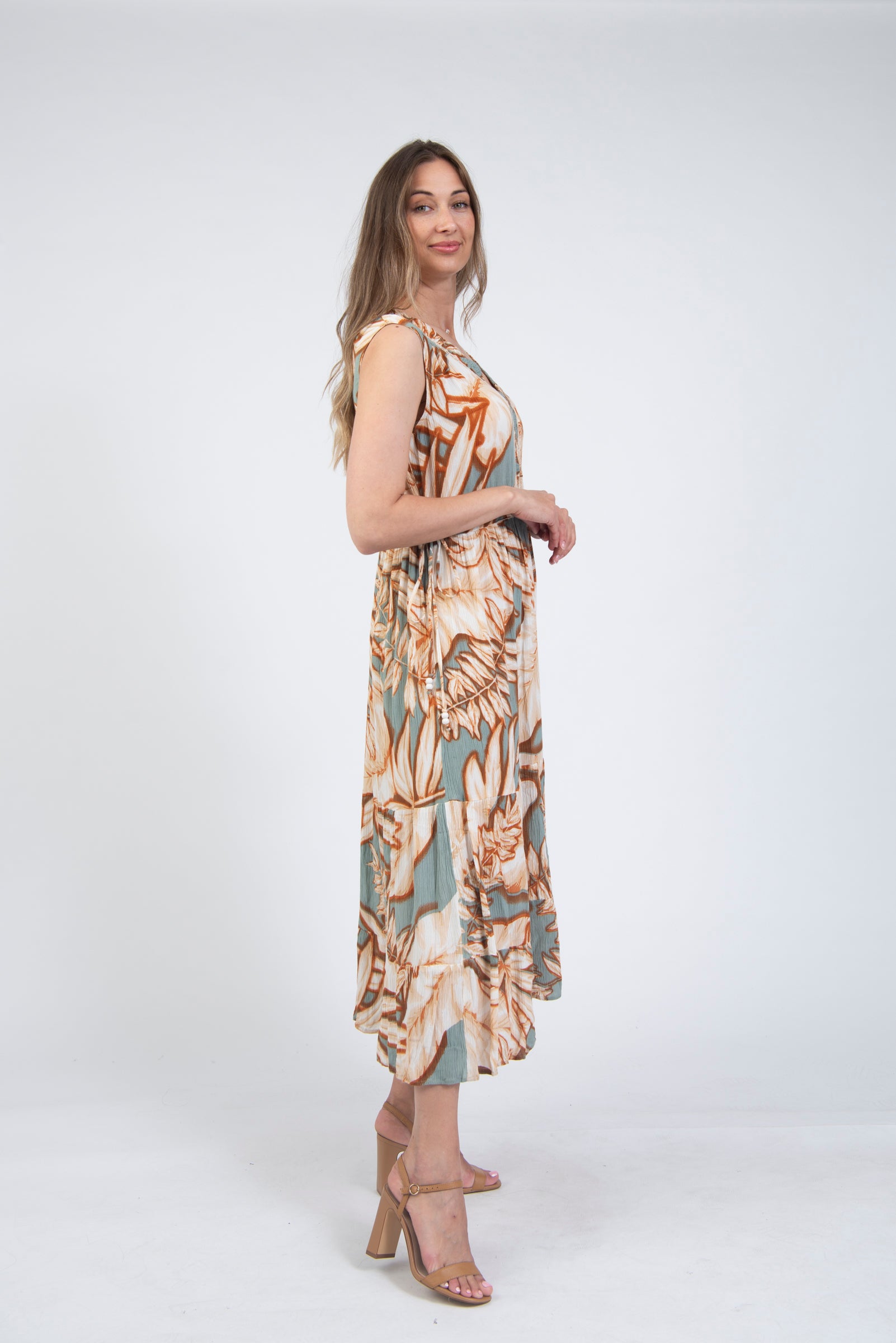 Jessica Graaf Leaf Print Sleeveless Dress