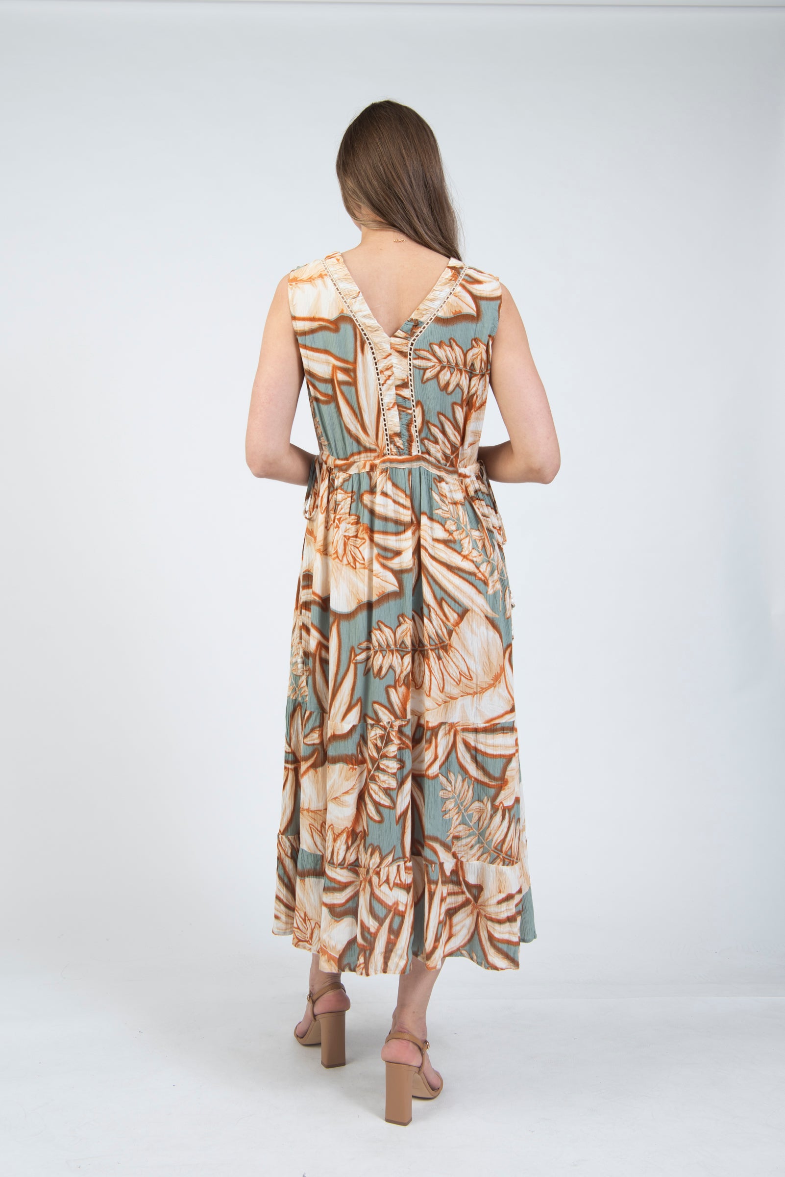 Jessica Graaf Leaf Print Sleeveless Dress
