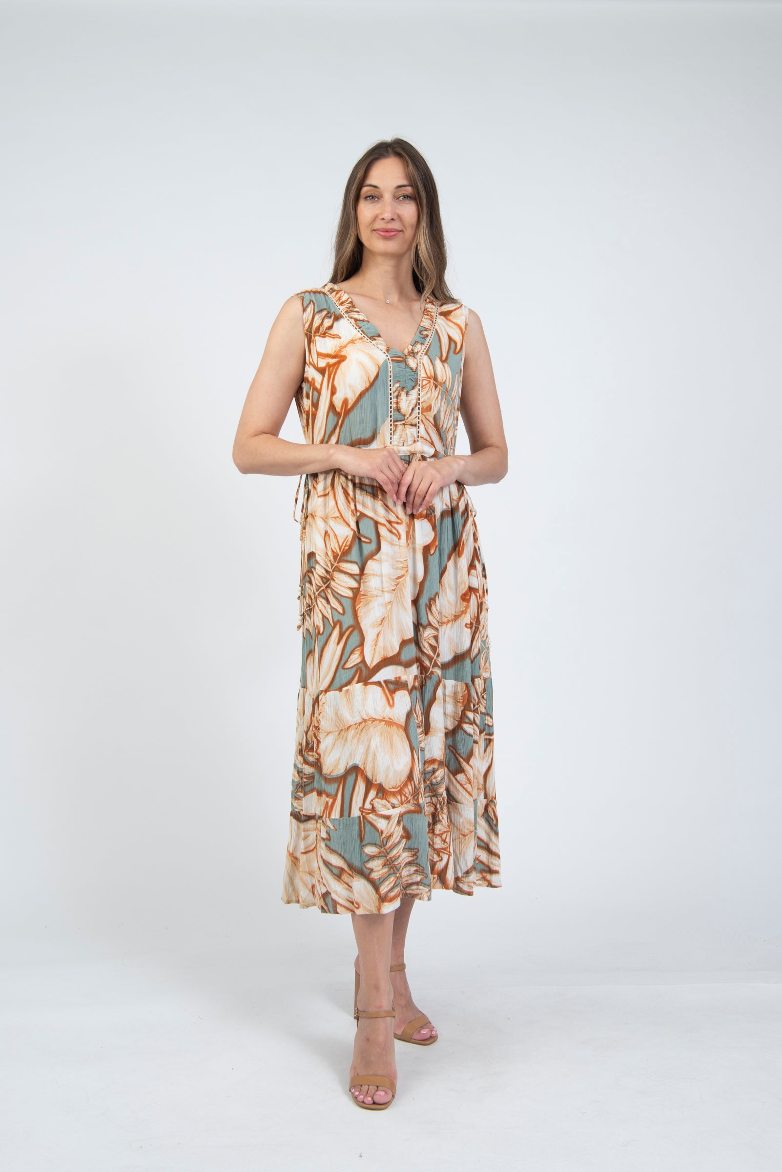 Jessica Graaf Leaf Print Sleeveless Dress