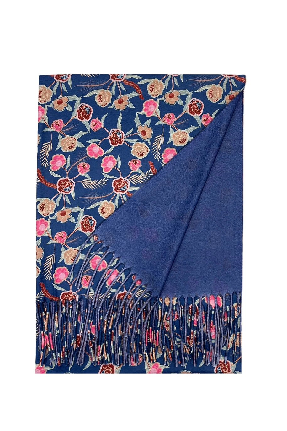 Rose Floral Wool Tassel Scarf image 1