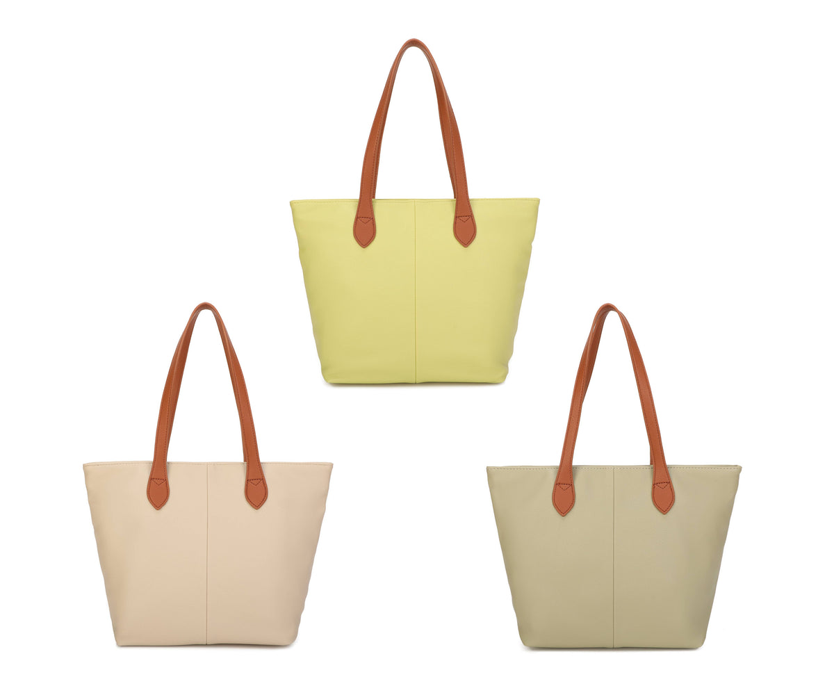 Two-tone handle tote bag in Navy, Teal, Dark Grey and Coffee - product view 1