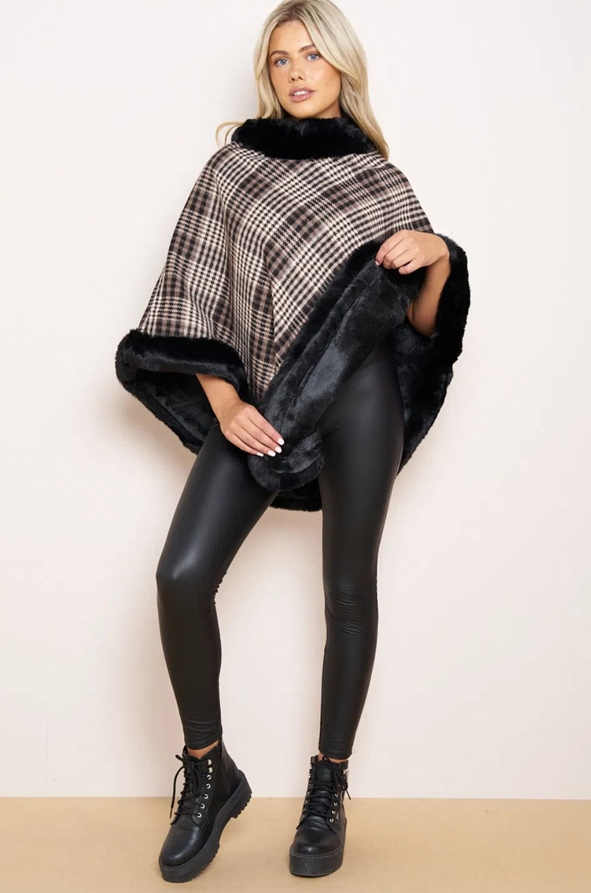 Faux Fur Checkered Poncho image 5