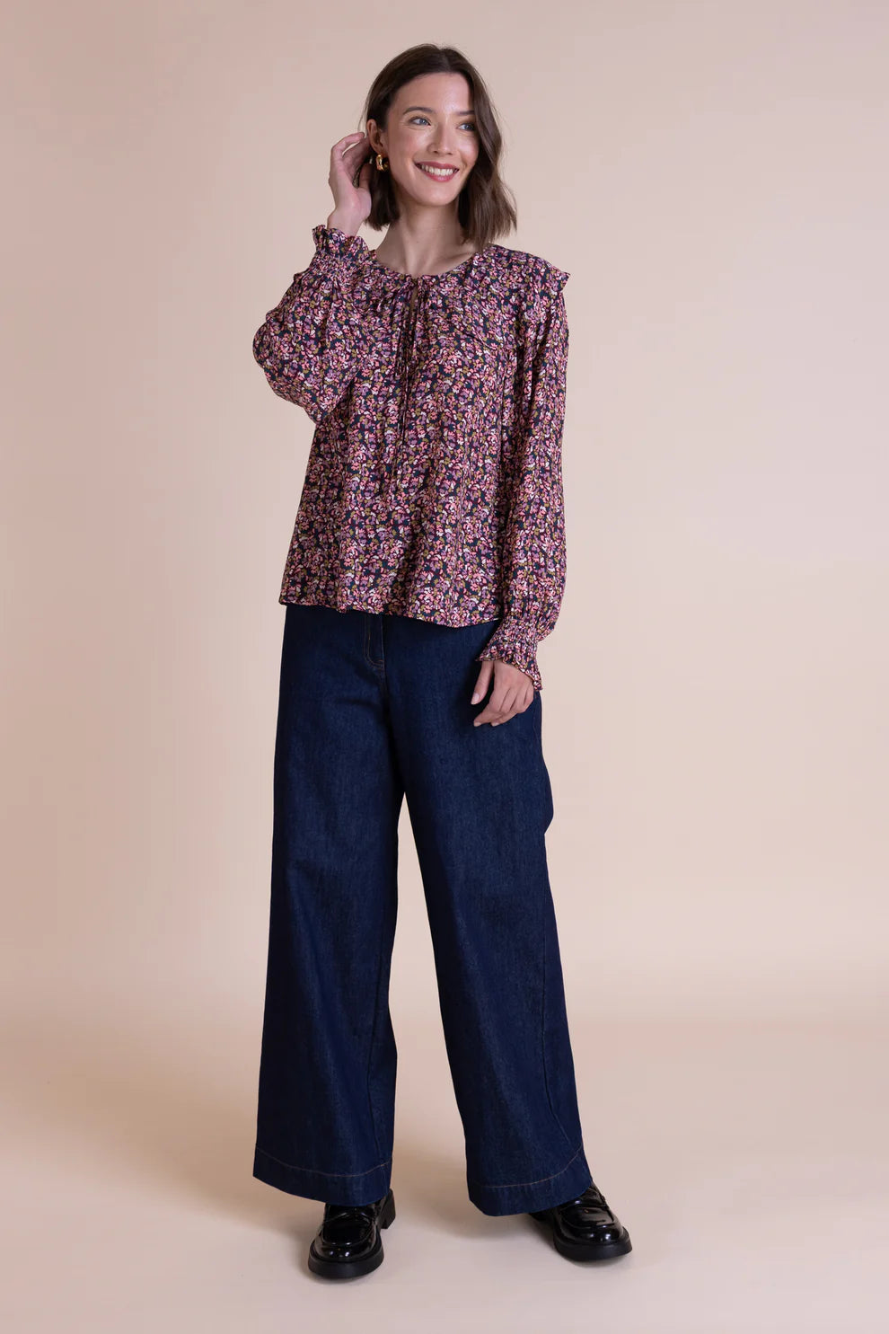 Saige Ditsy Floral Frill Neck Blouse image 2