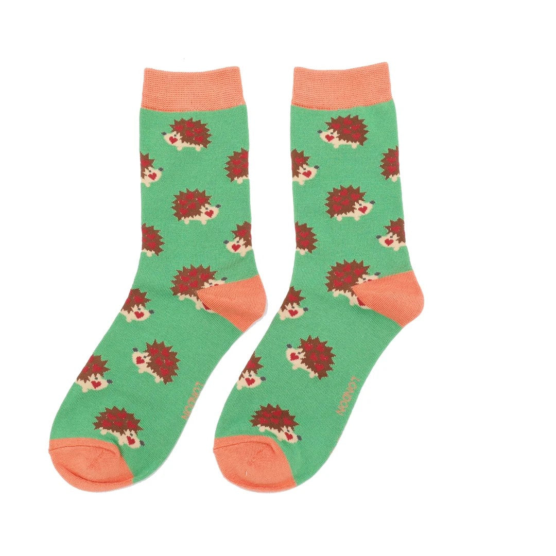 Women's Bamboo Socks - Heart Eyes Hedgehogs image 1