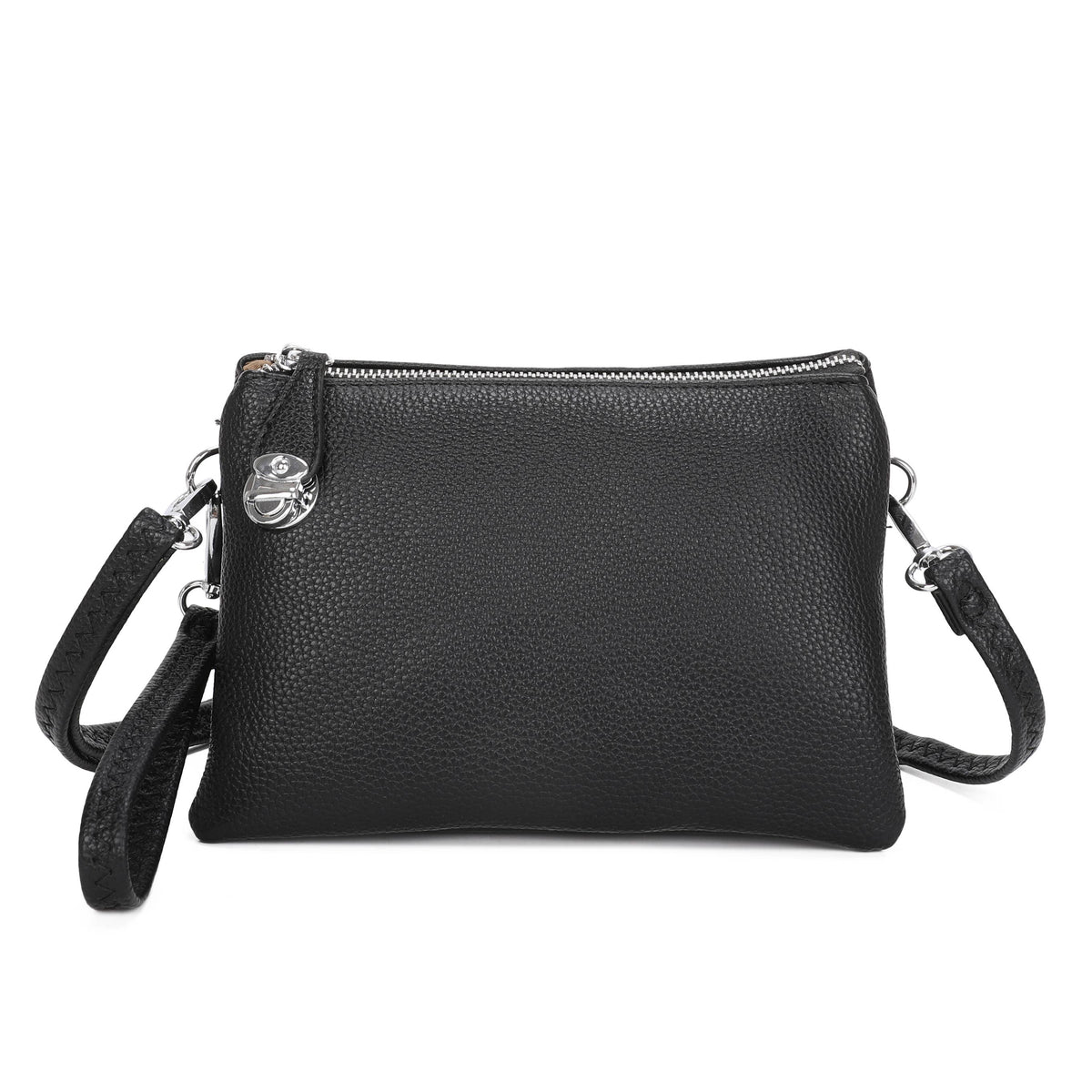 Double-zip crossbody pouch bag in Brown, Coffee, Teal and Navy - product view 6