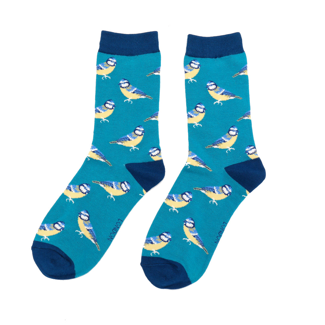 Women's Bamboo Socks - Blue Tit Birds image 0