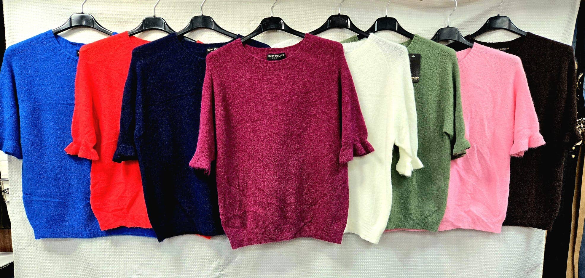 Baby alpaca blend frill-sleeve top product view