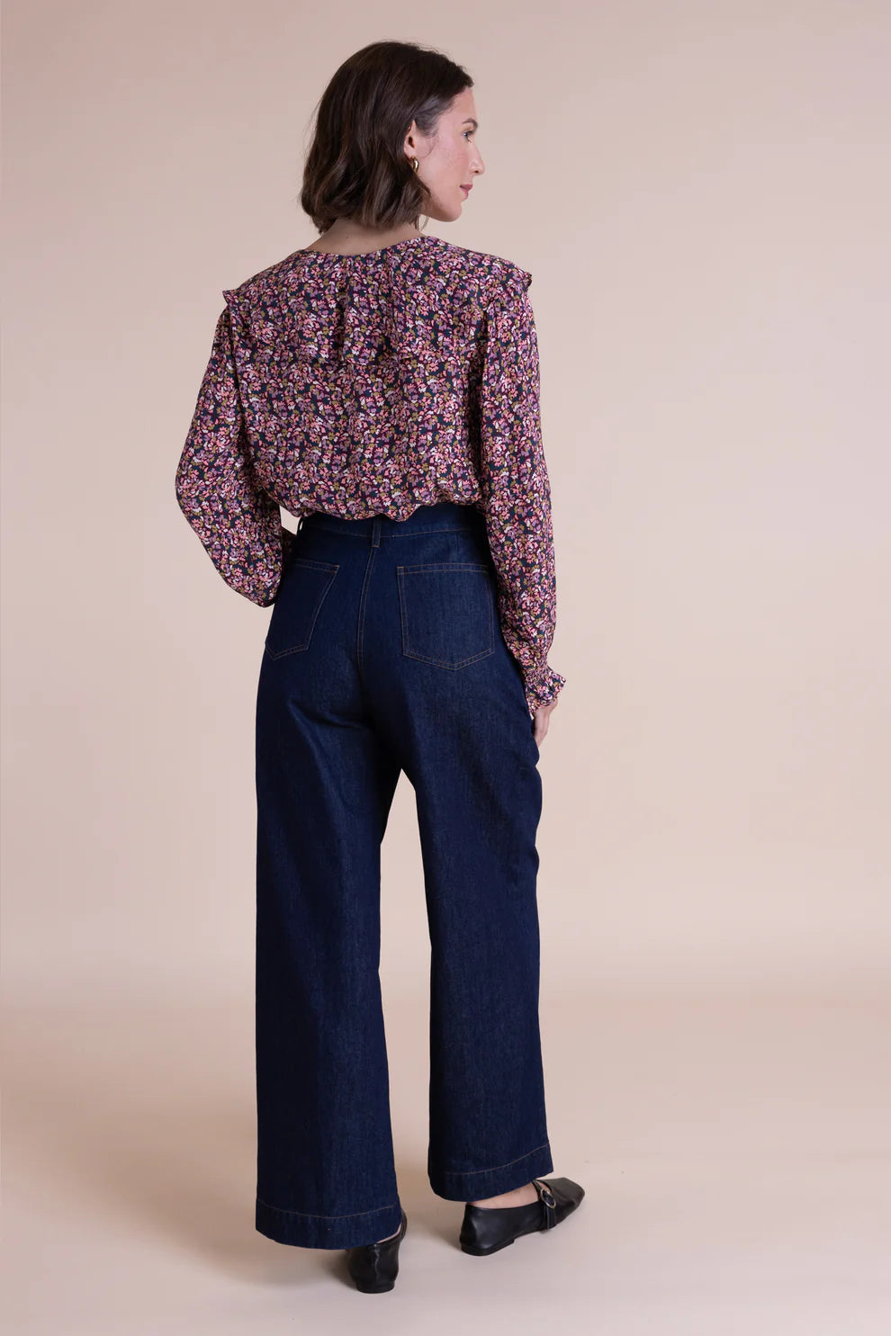Saige Cotton Denim Wide Leg Jeans image 1