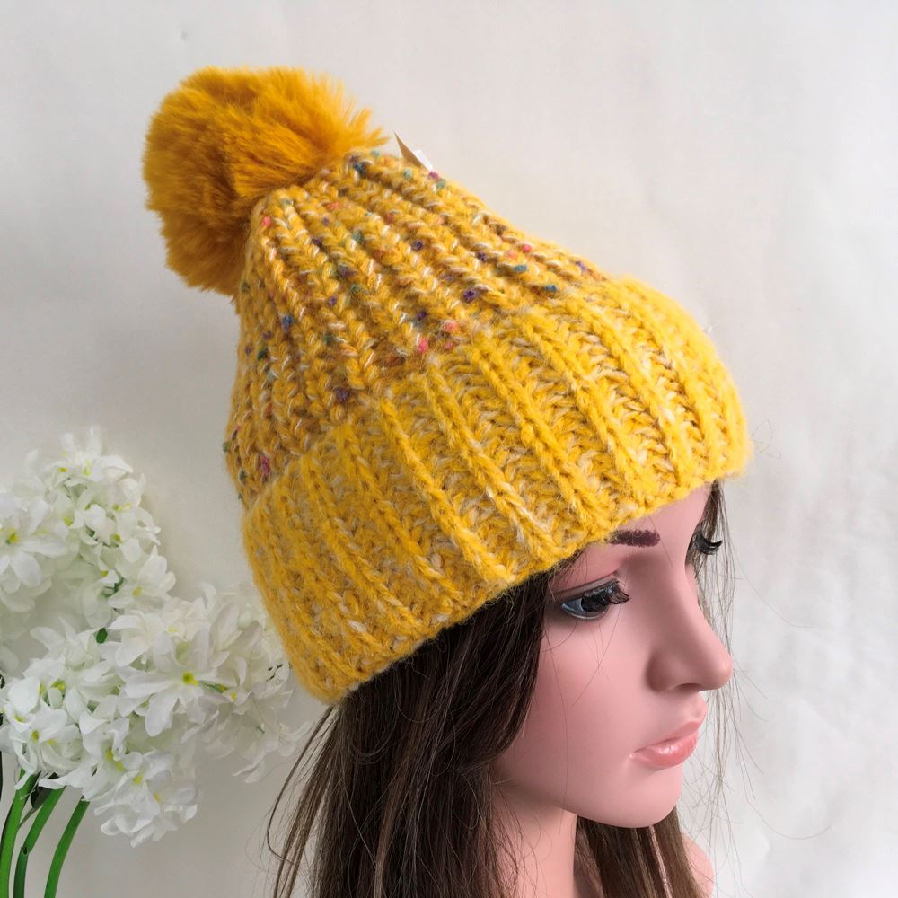 Speckle Knit Fleece Lined Bobble Hat image 2