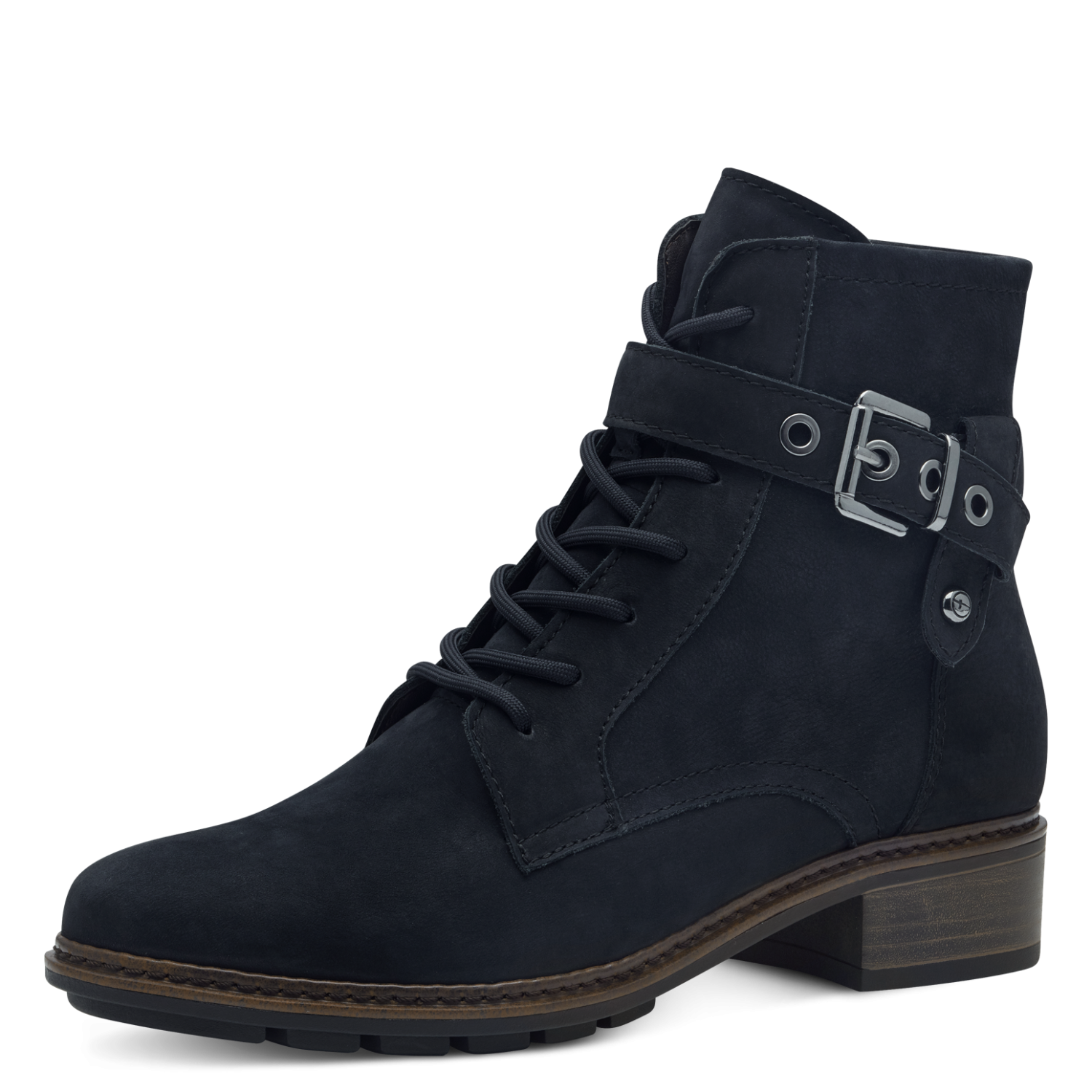 Tamaris Navy Nubuc Suede Leather Biker Boots image 0