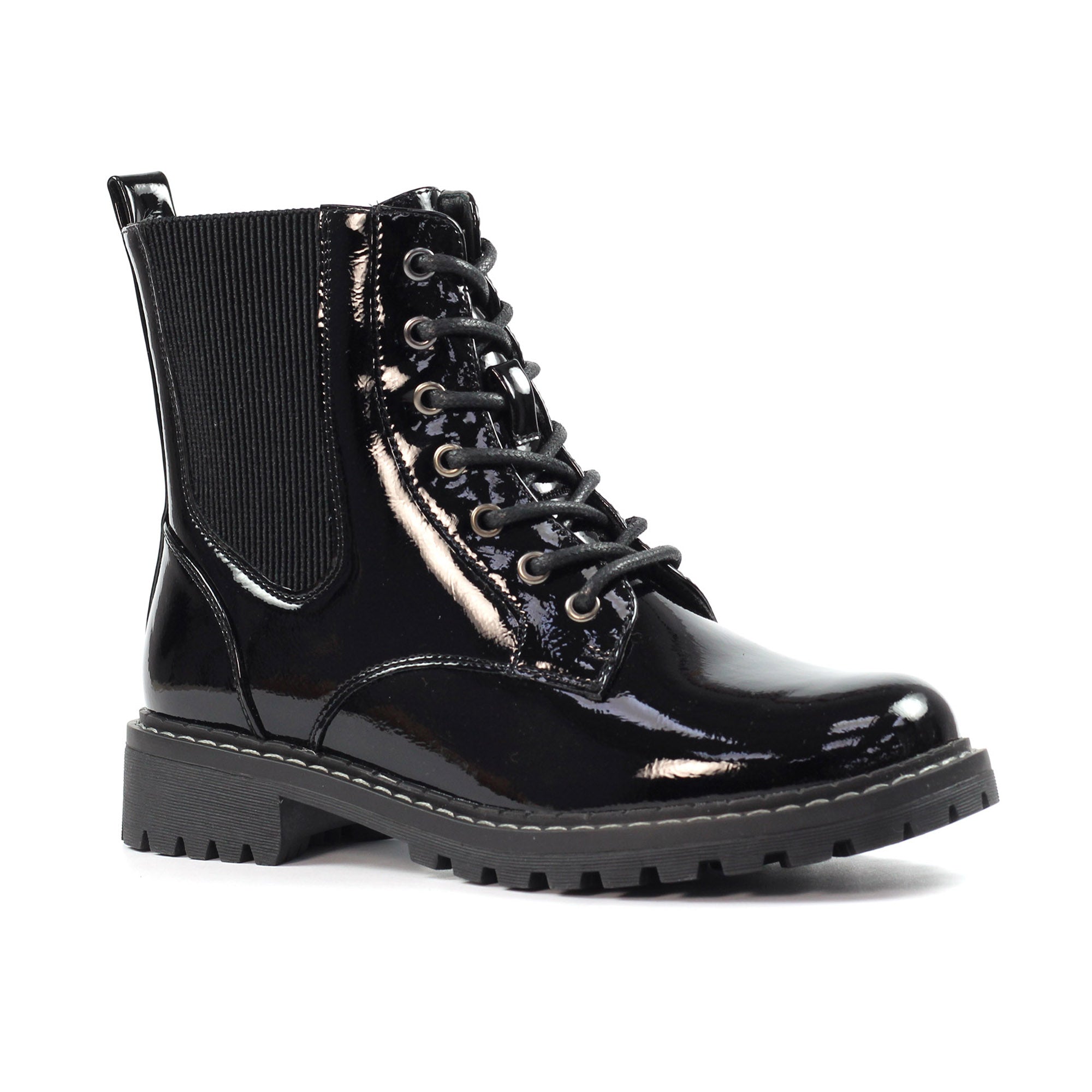 Lunar Alexis Lace-up Patent Boots image 1