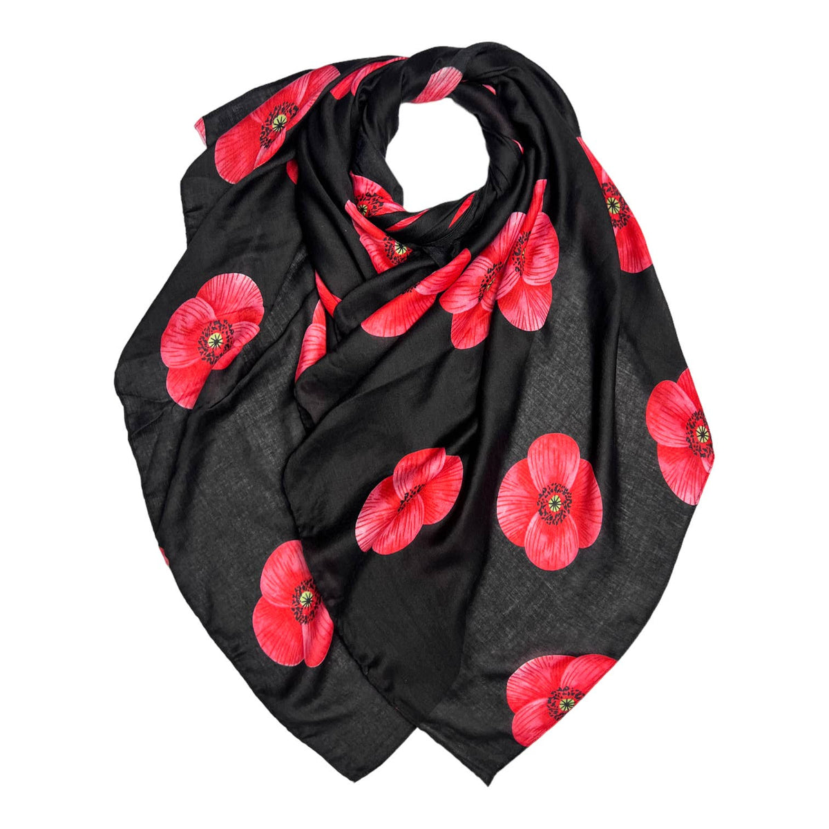 Poppy flower print on lightweight cotton mix scarf - The Coastal Boutique
