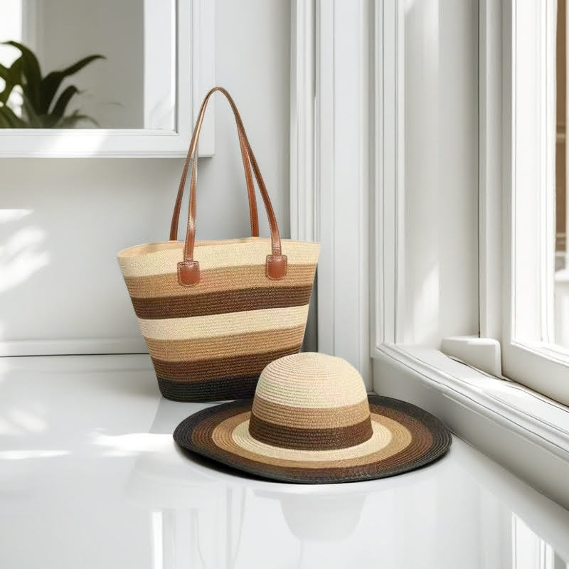 Striped Woven Adjustable Sun Hat - The Coastal Boutique