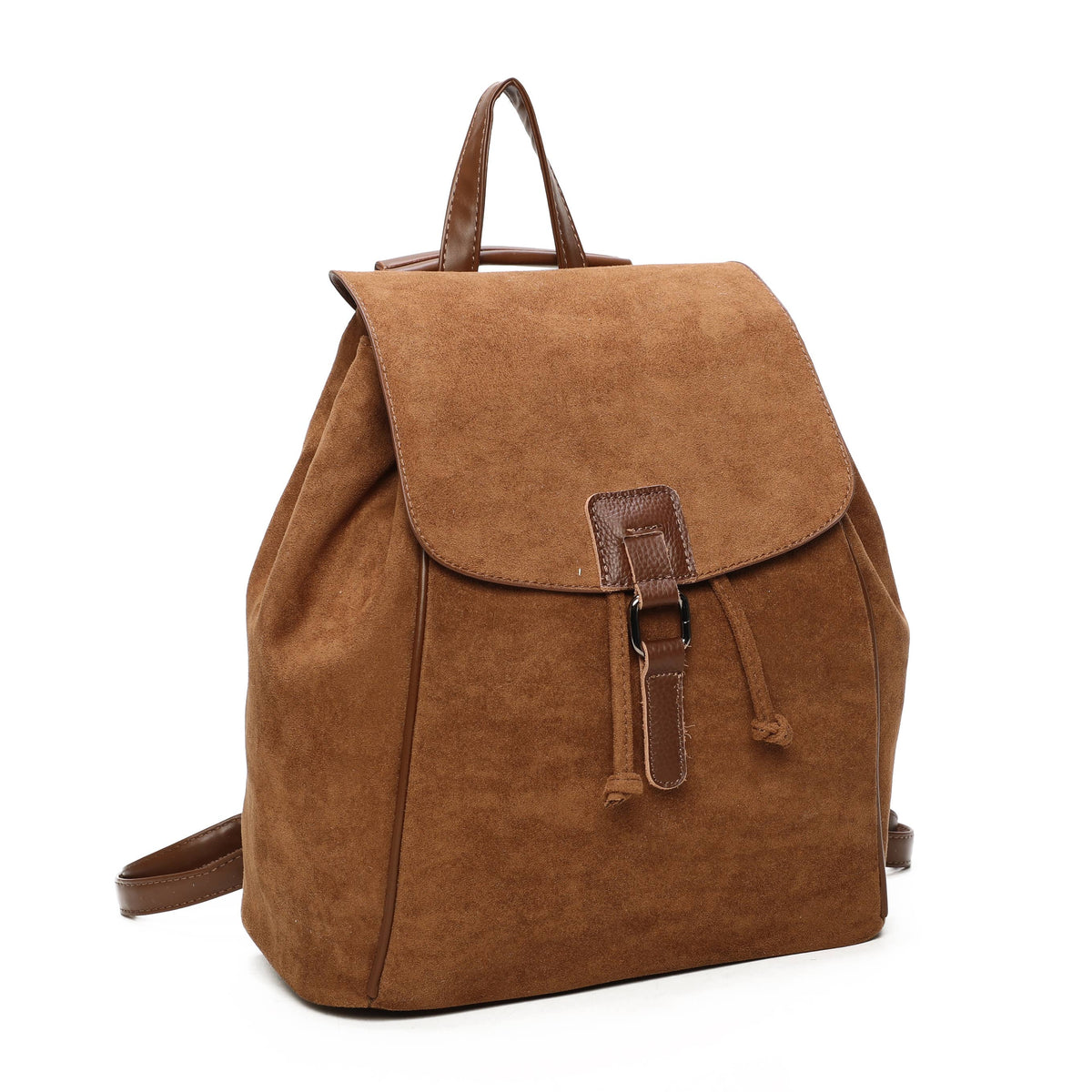 Suede-style flap backpack in Grey, Navy and Black - product view 8