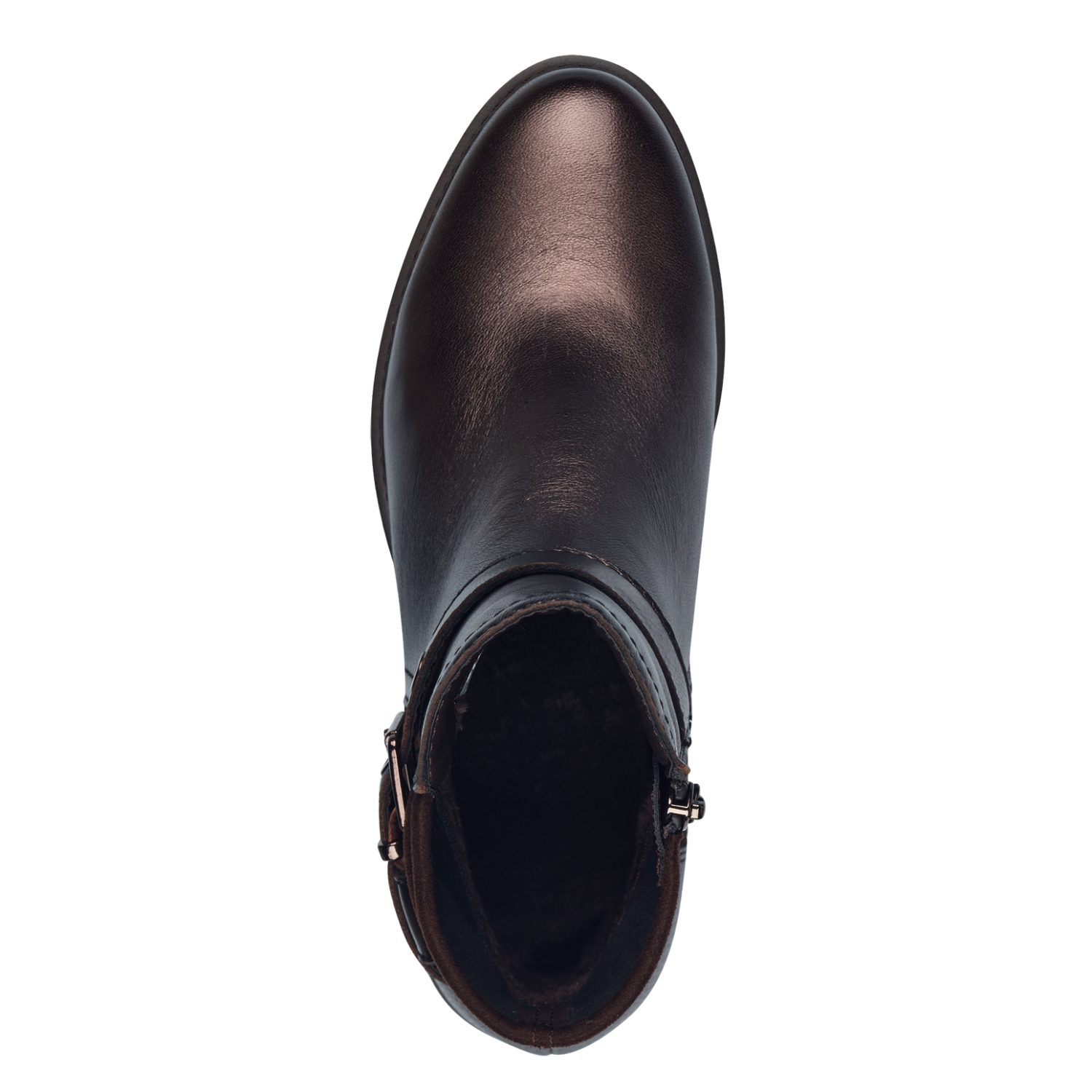 Tamaris Metallic Chocolate Brown Leather Ankle Boots image 3