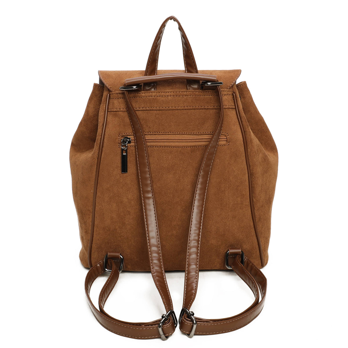 Suede-style flap backpack in Grey, Navy and Black - product view 10