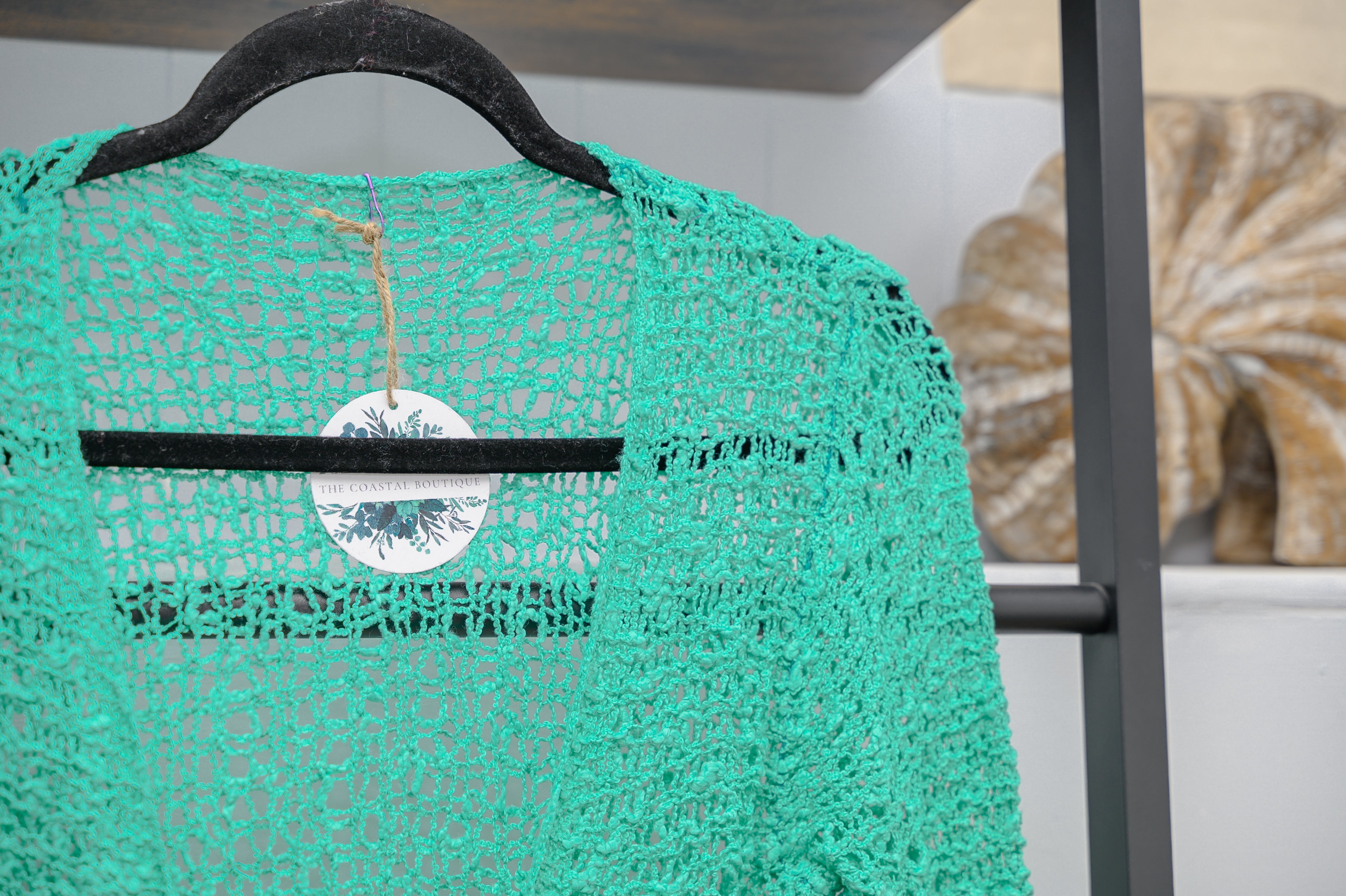 Popcorn Ikat Lightweight Knit Summer Tie Front Cardigan - The Coastal Boutique