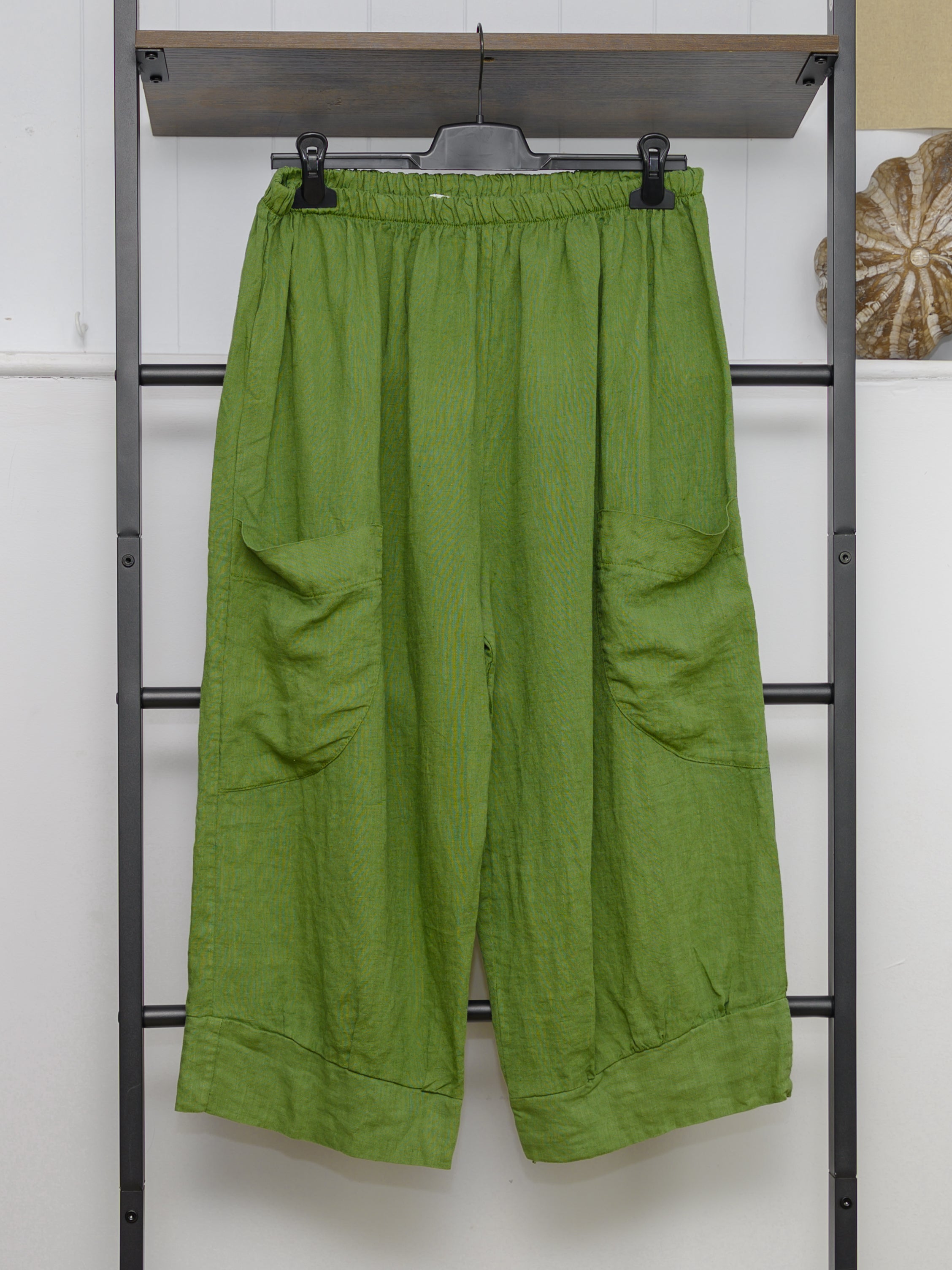 Pure Linen 3/4 Wide Leg Trousers