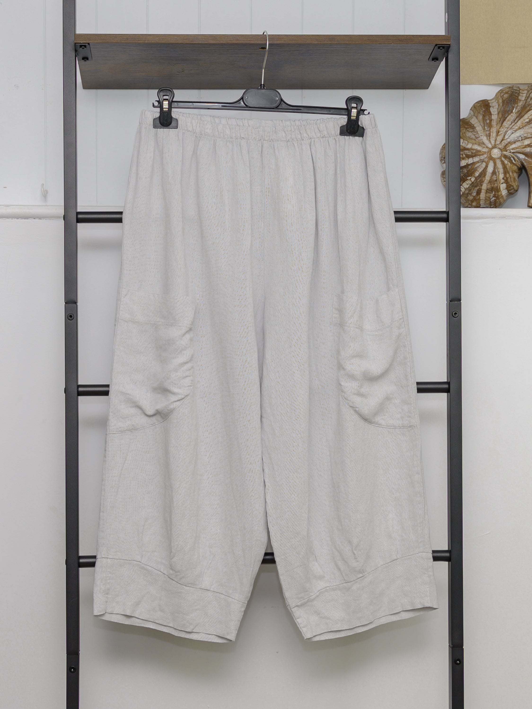 Pure Linen 3/4 Wide Leg Trousers