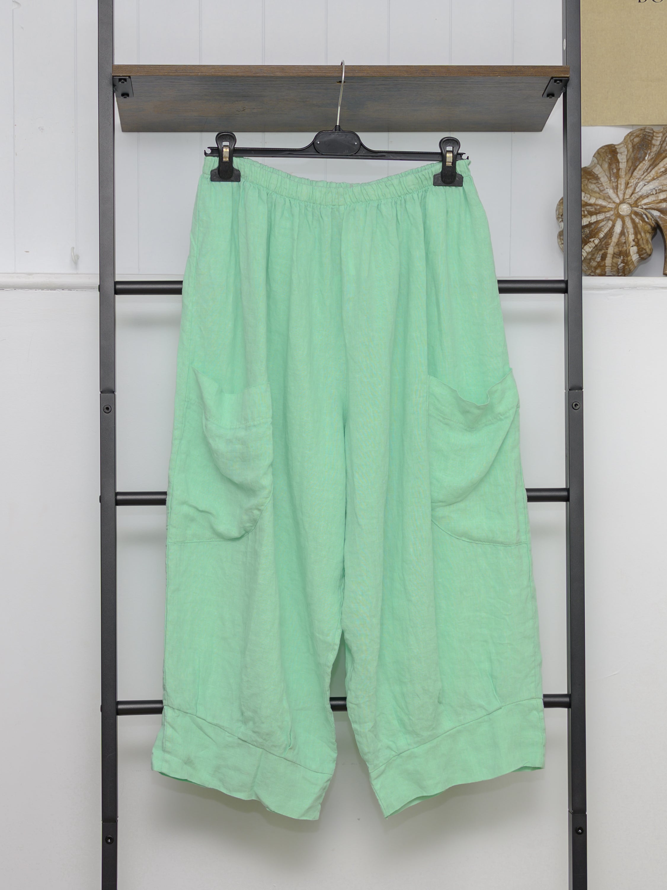 Pure Linen 3/4 Wide Leg Trousers