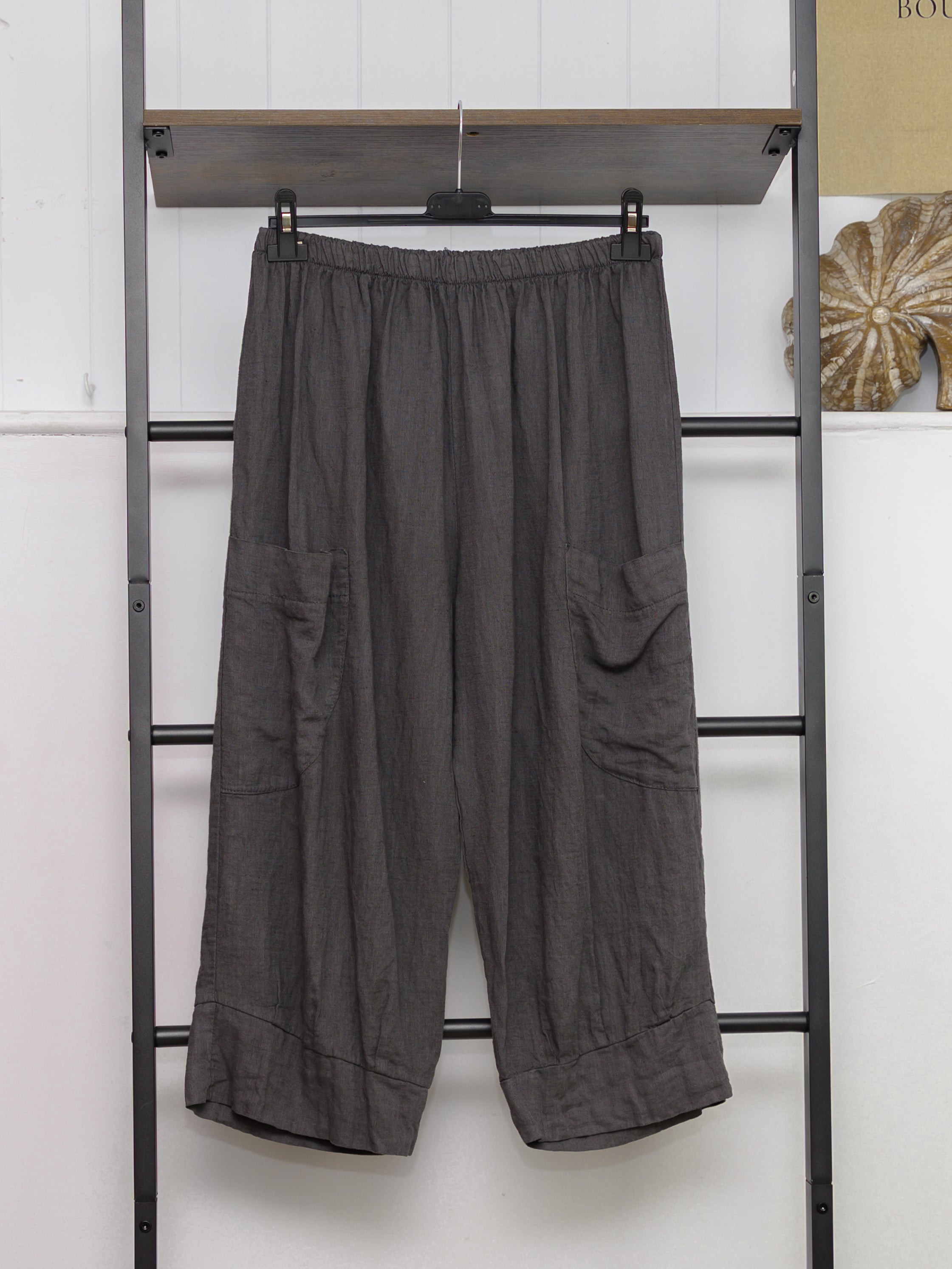 Pure Linen 3/4 Wide Leg Trousers