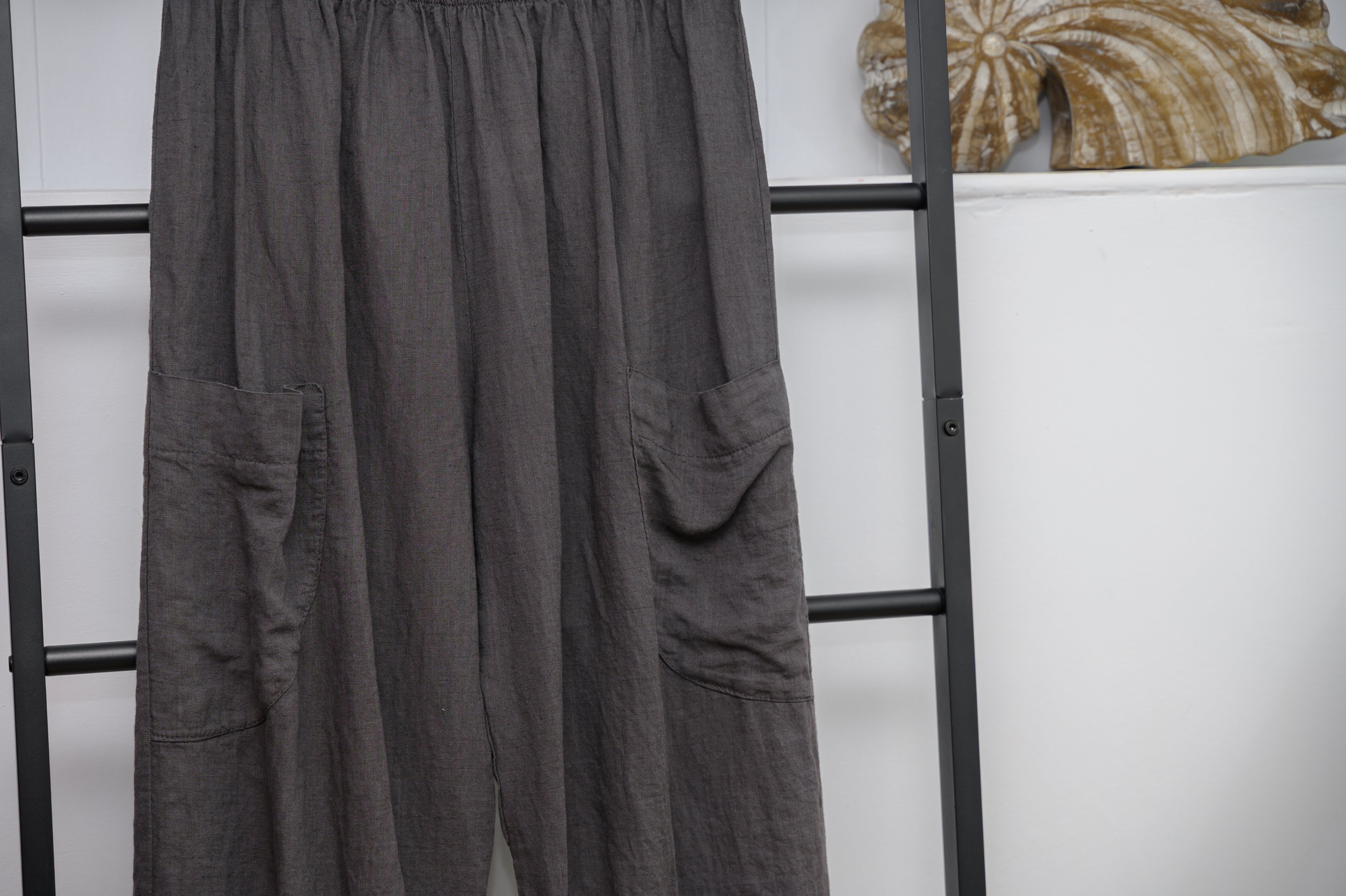 Pure Linen 3/4 Wide Leg Trousers