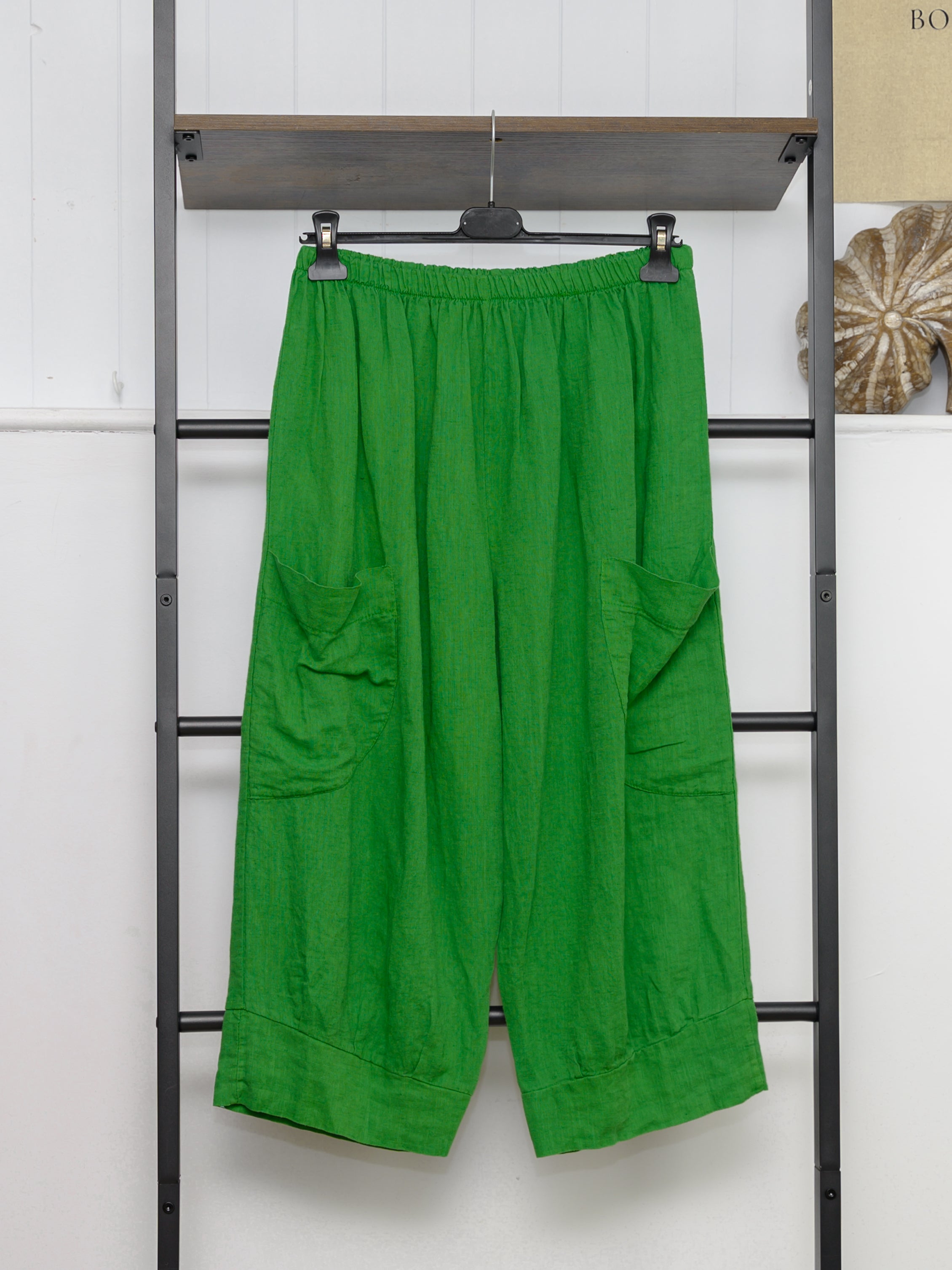 Pure Linen 3/4 Wide Leg Trousers