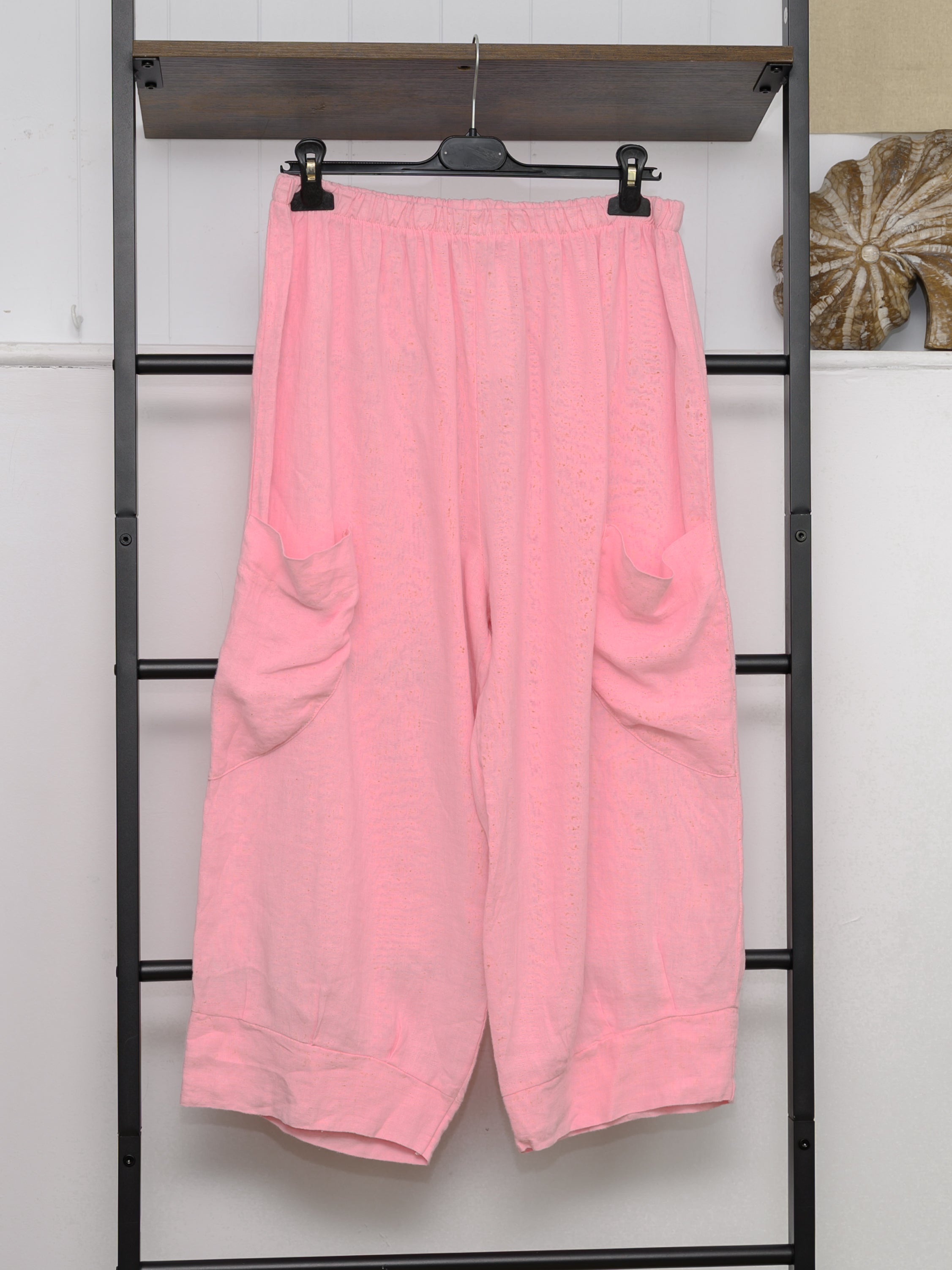 Pure Linen 3/4 Wide Leg Trousers