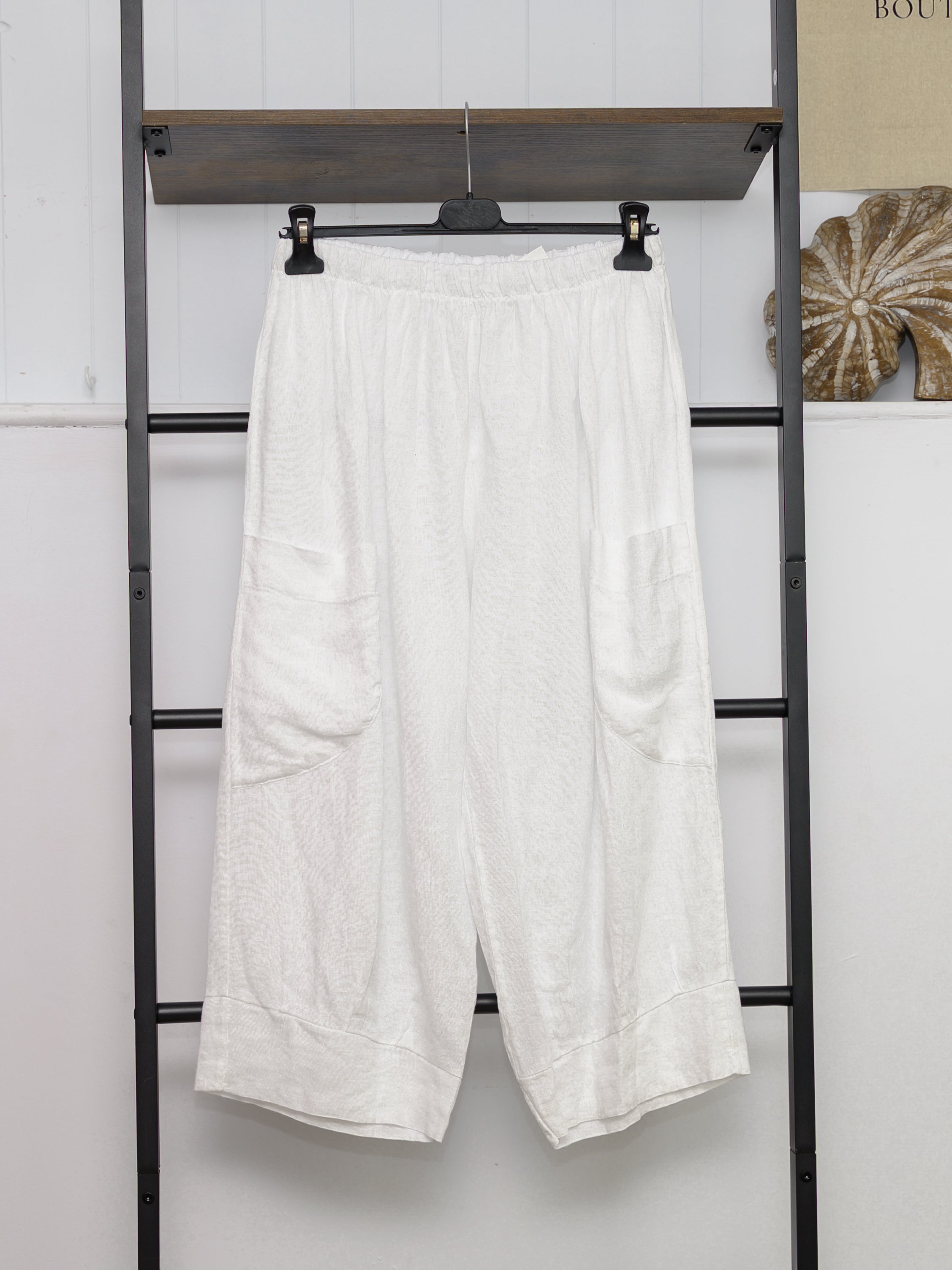 Pure Linen 3/4 Wide Leg Trousers
