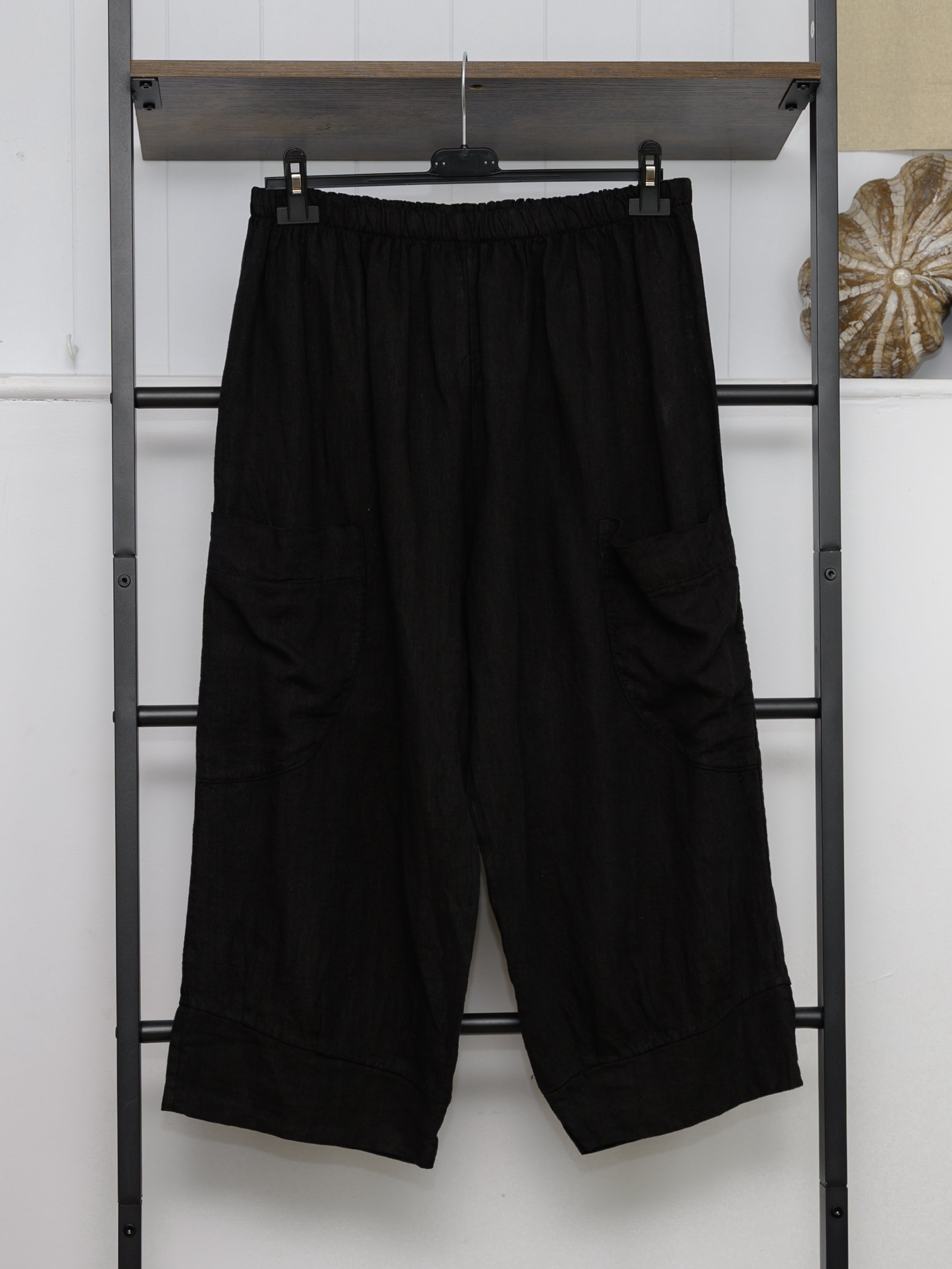 Pure Linen 3/4 Wide Leg Trousers