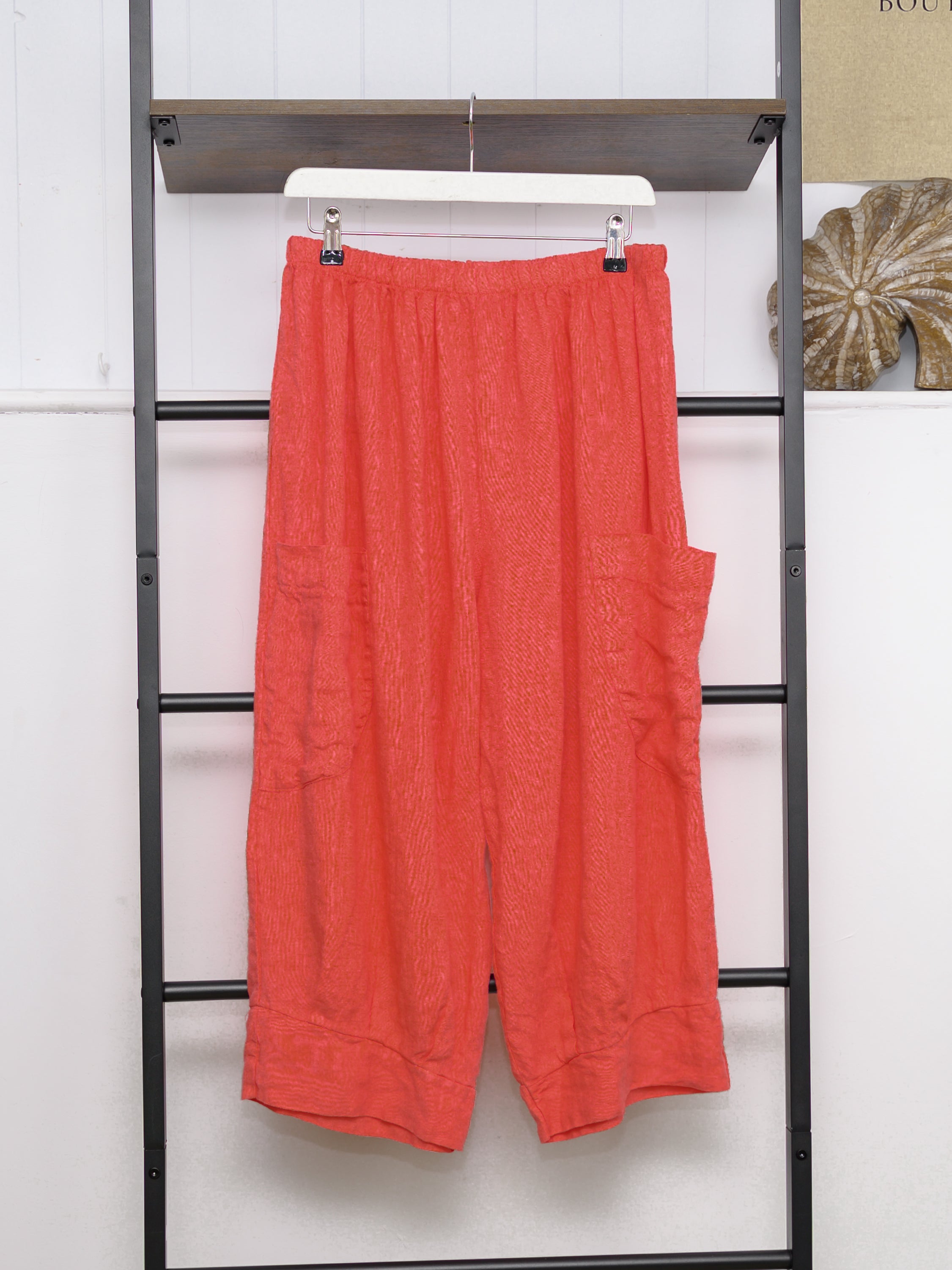 Pure Linen 3/4 Wide Leg Trousers