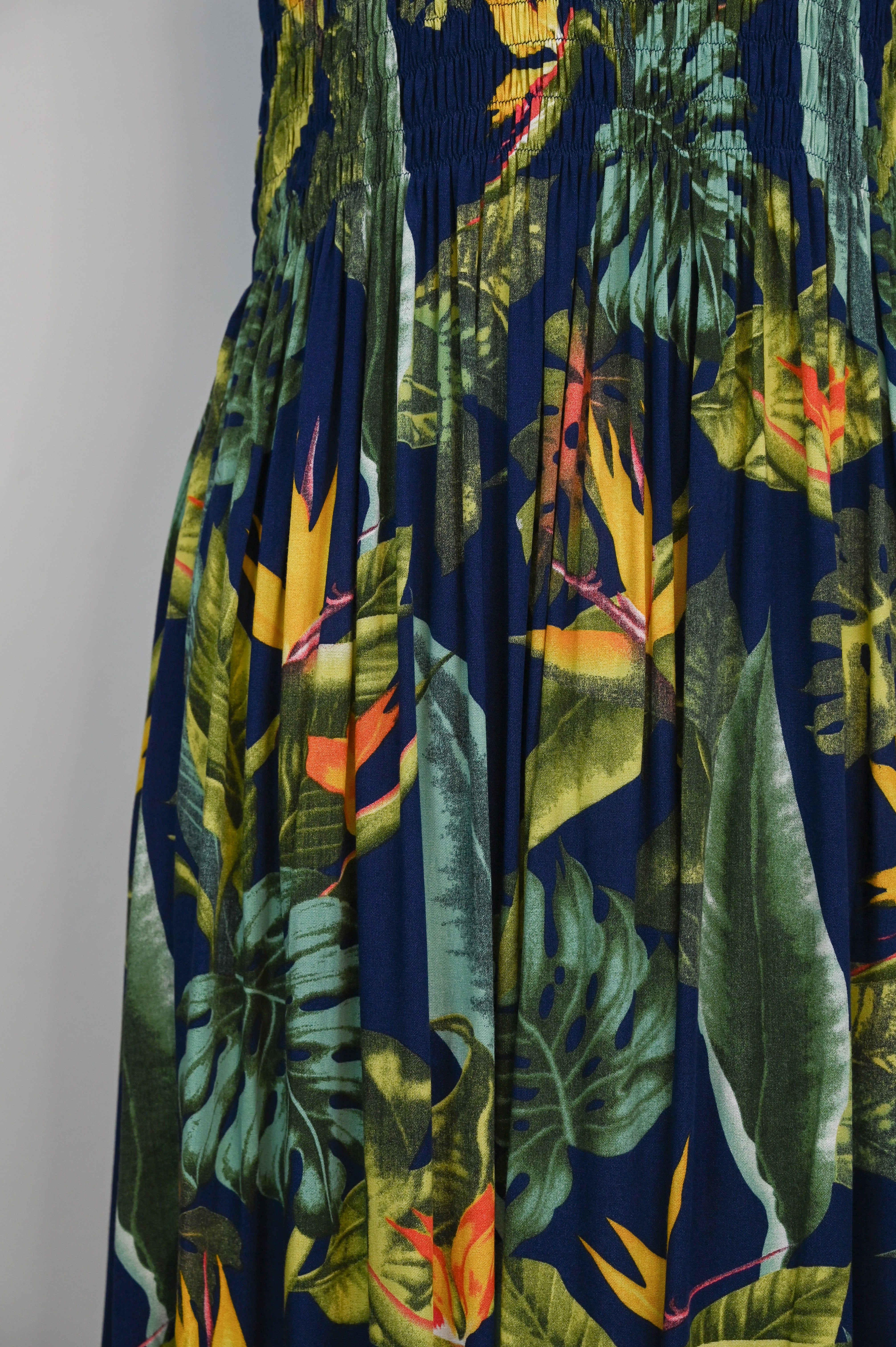 Tropical Botanic Leaf Print Bali Sleeveless Dress - The Coastal Boutique