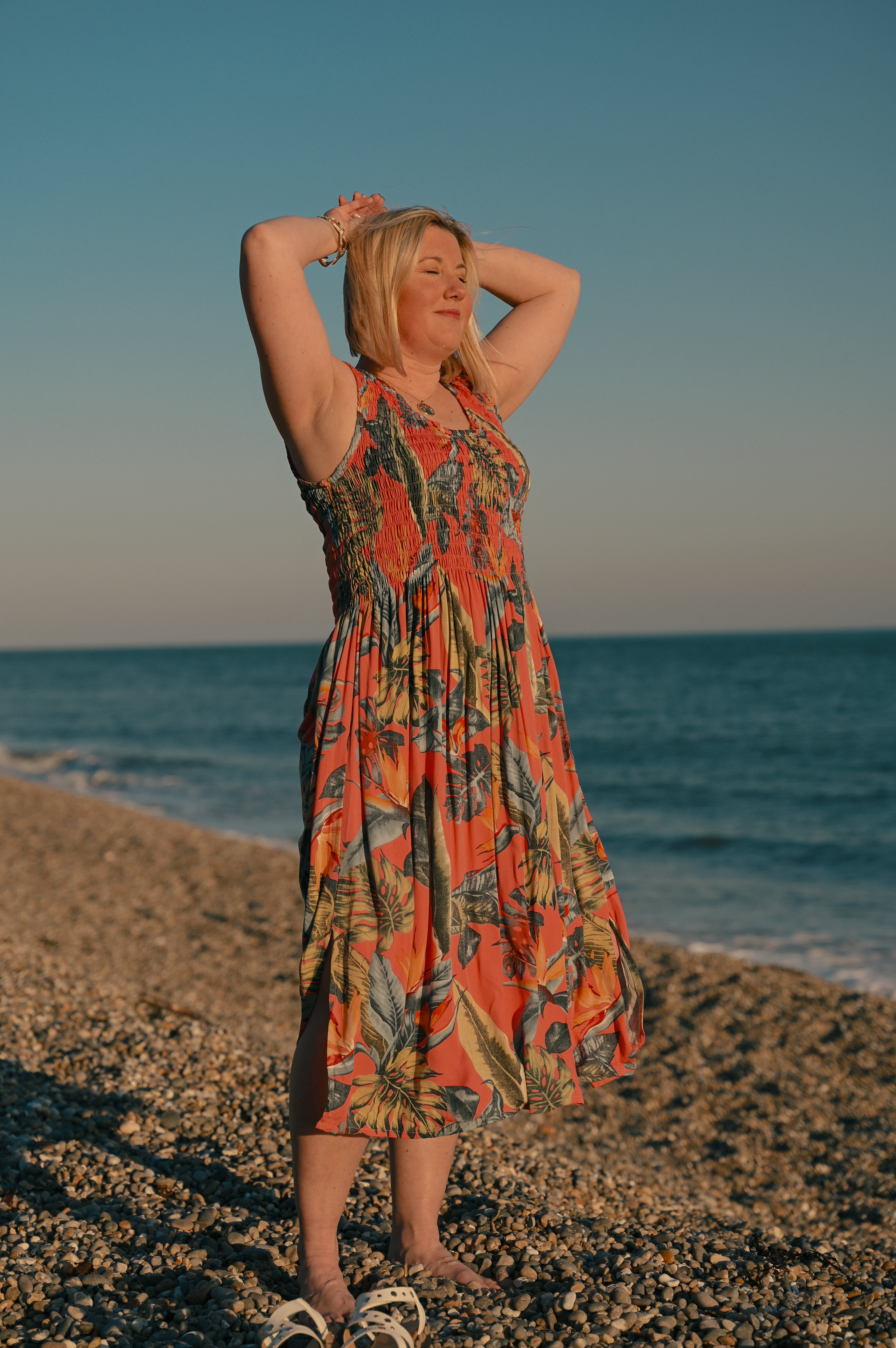 Tropical Botanic Leaf Print Bali Sleeveless Dress - The Coastal Boutique