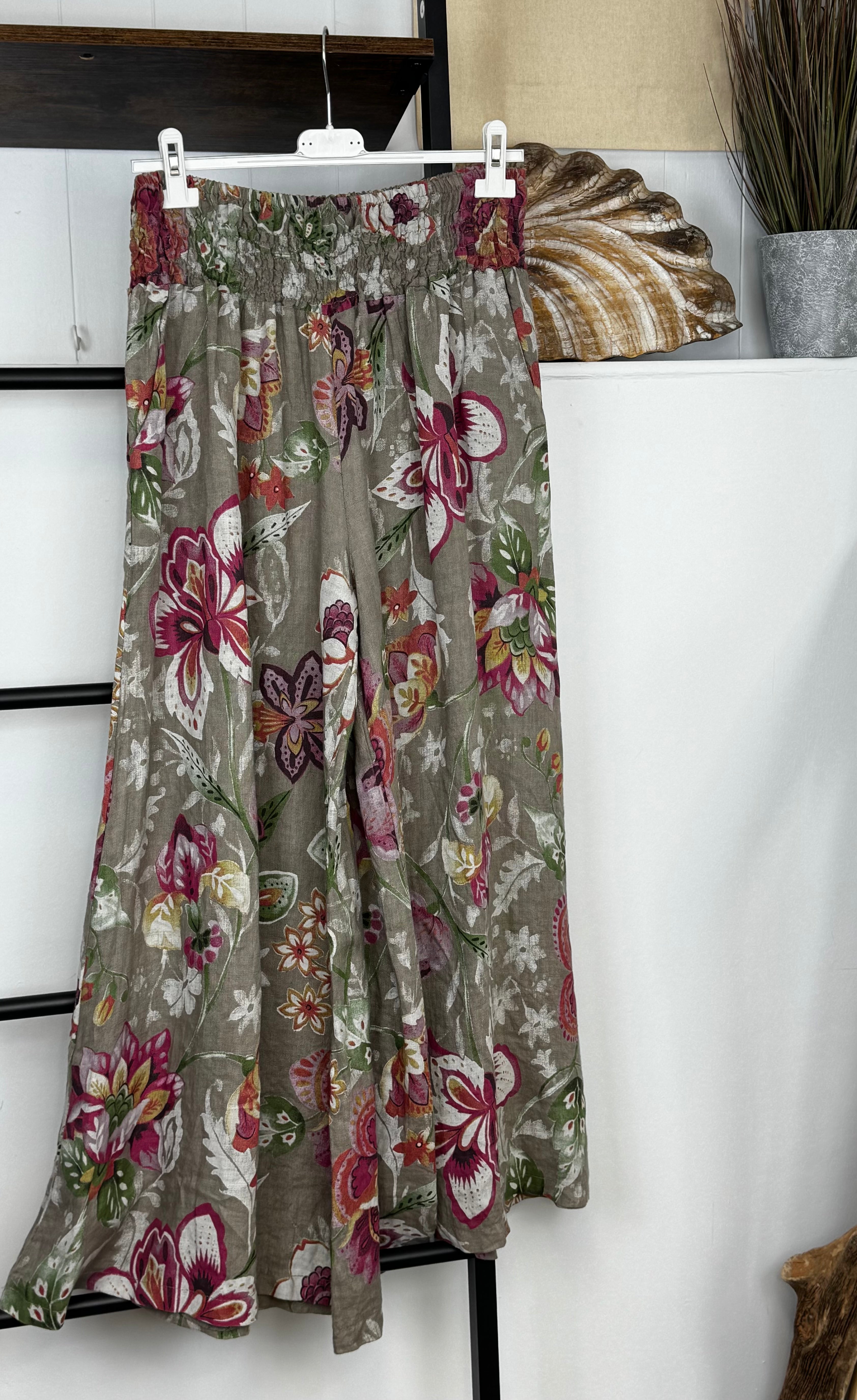 Floral Linen Trousers - The Coastal Boutique