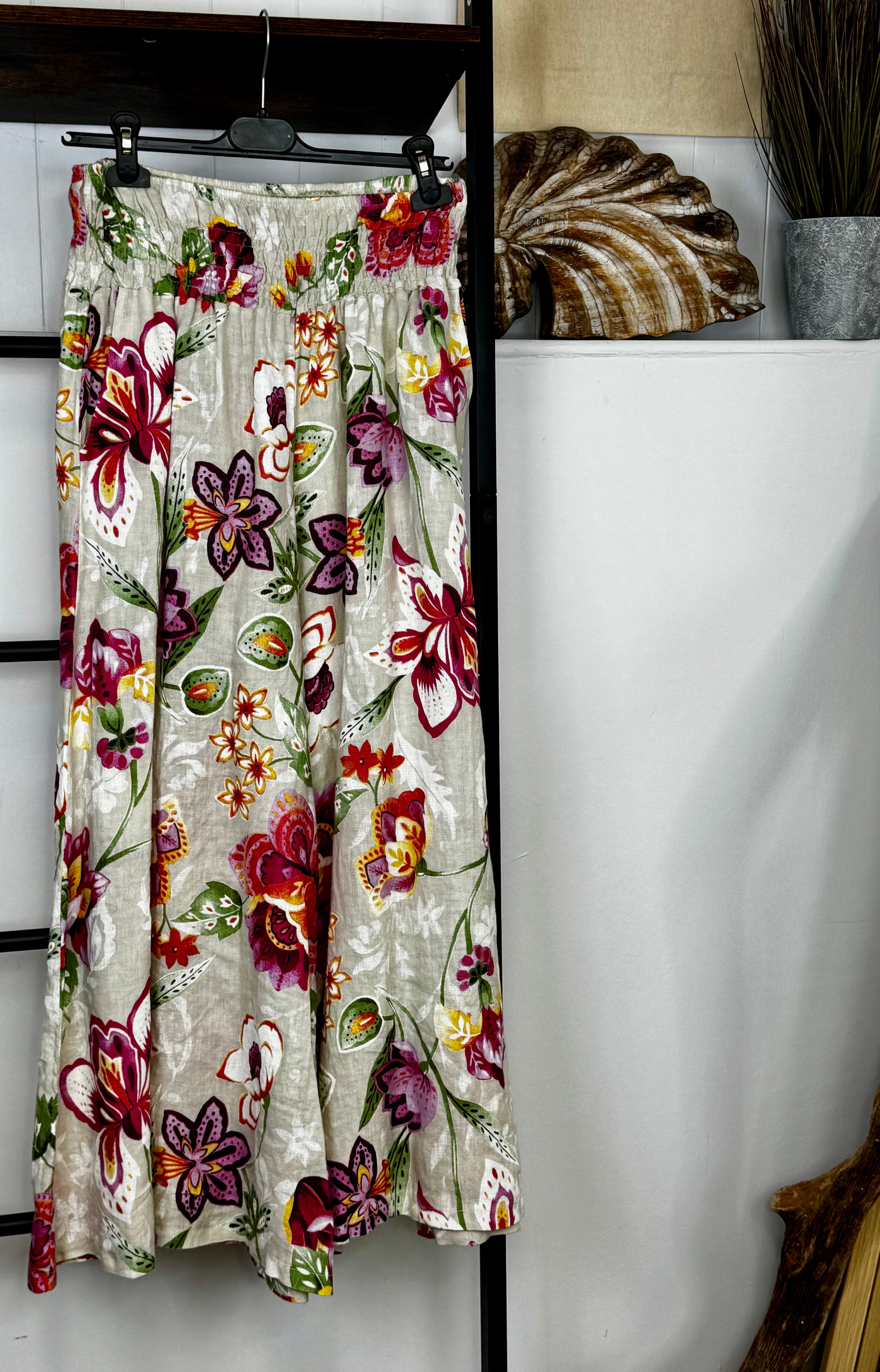 Floral Linen Trousers - The Coastal Boutique