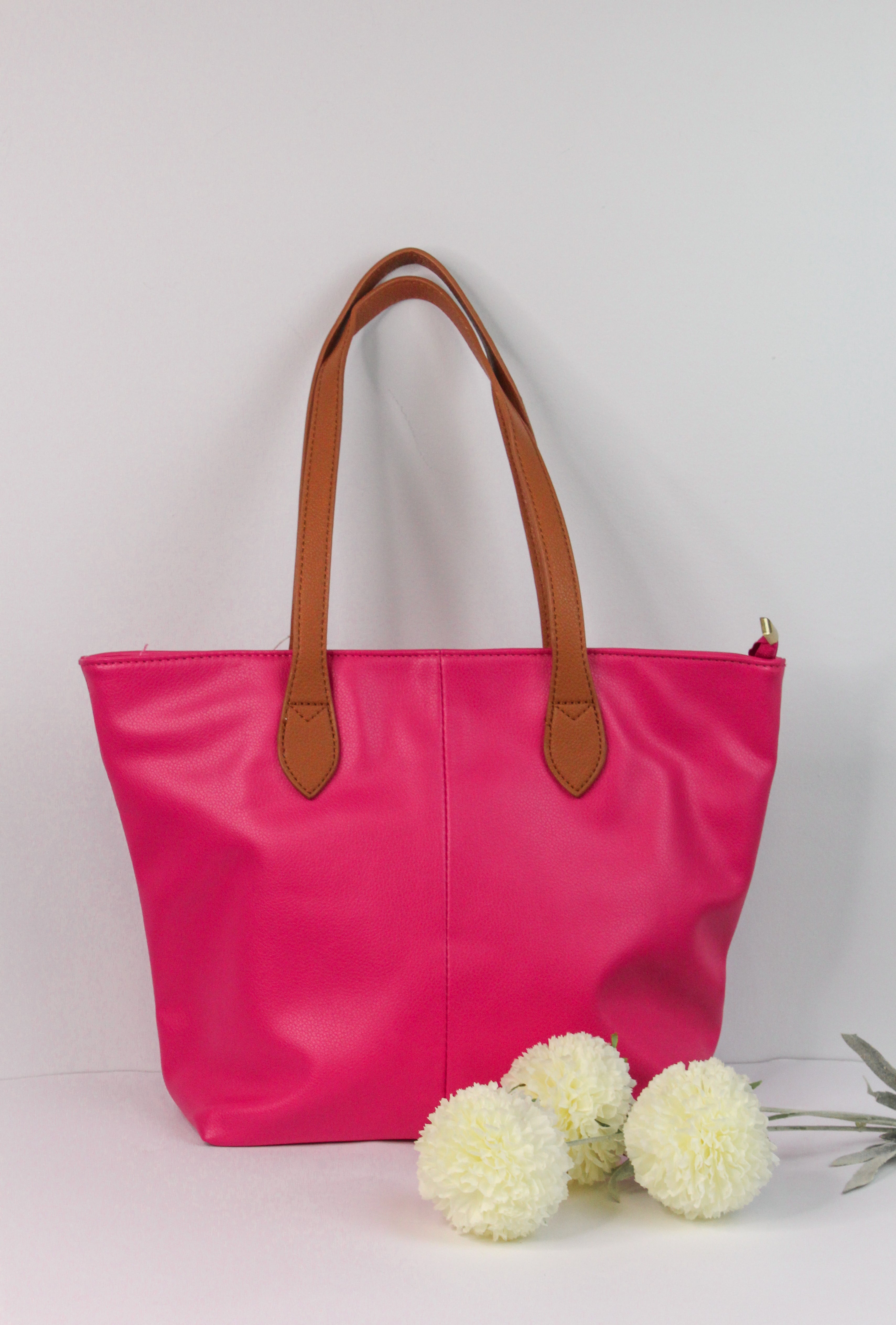 Faux Leather Shopper Tote Handbag - The Coastal Boutique