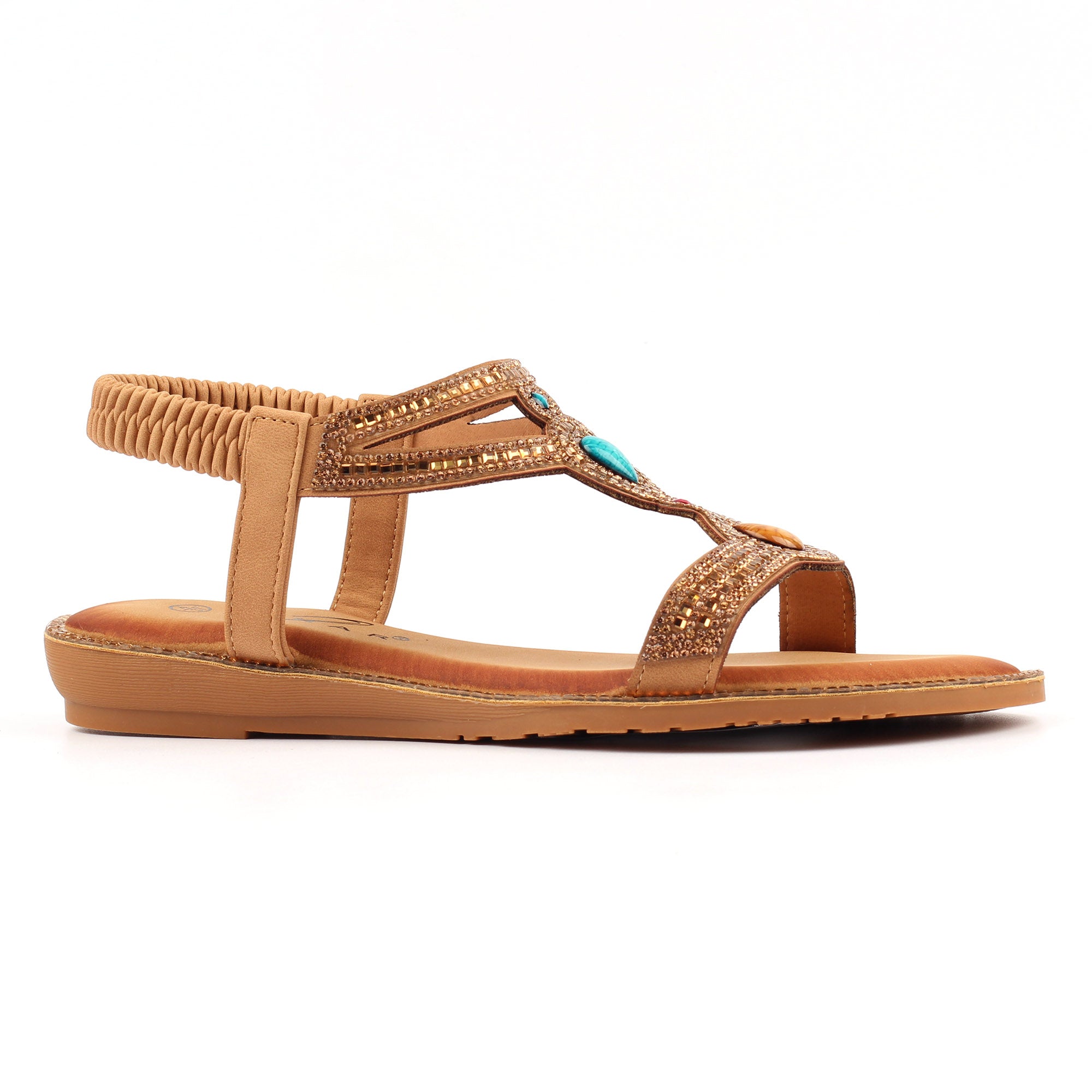 Lunar Calista Flat Elasticated Bronze Sandal