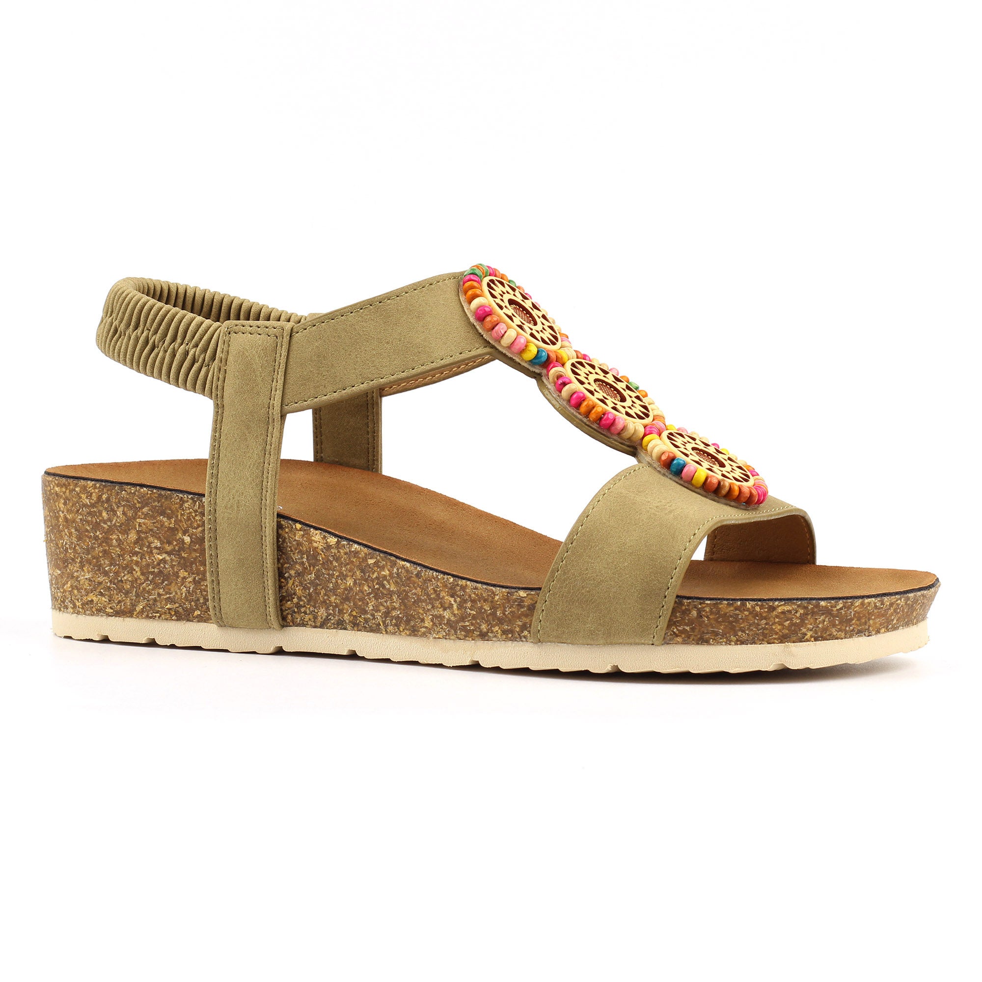 Lunar Candice Khaki Wedge Sandal