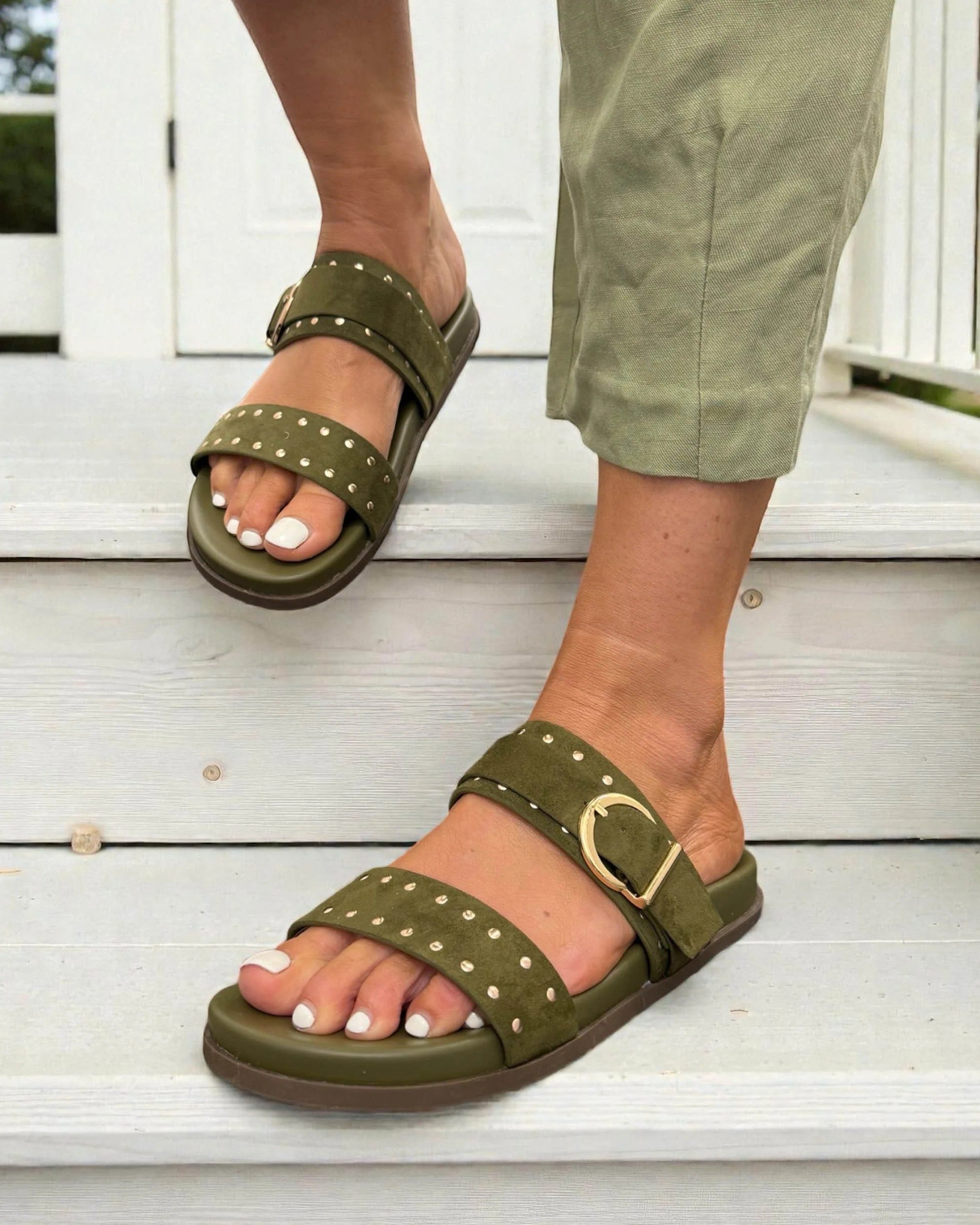 Ella Shoes Julia Flat Studded Sandals - The Coastal Boutique