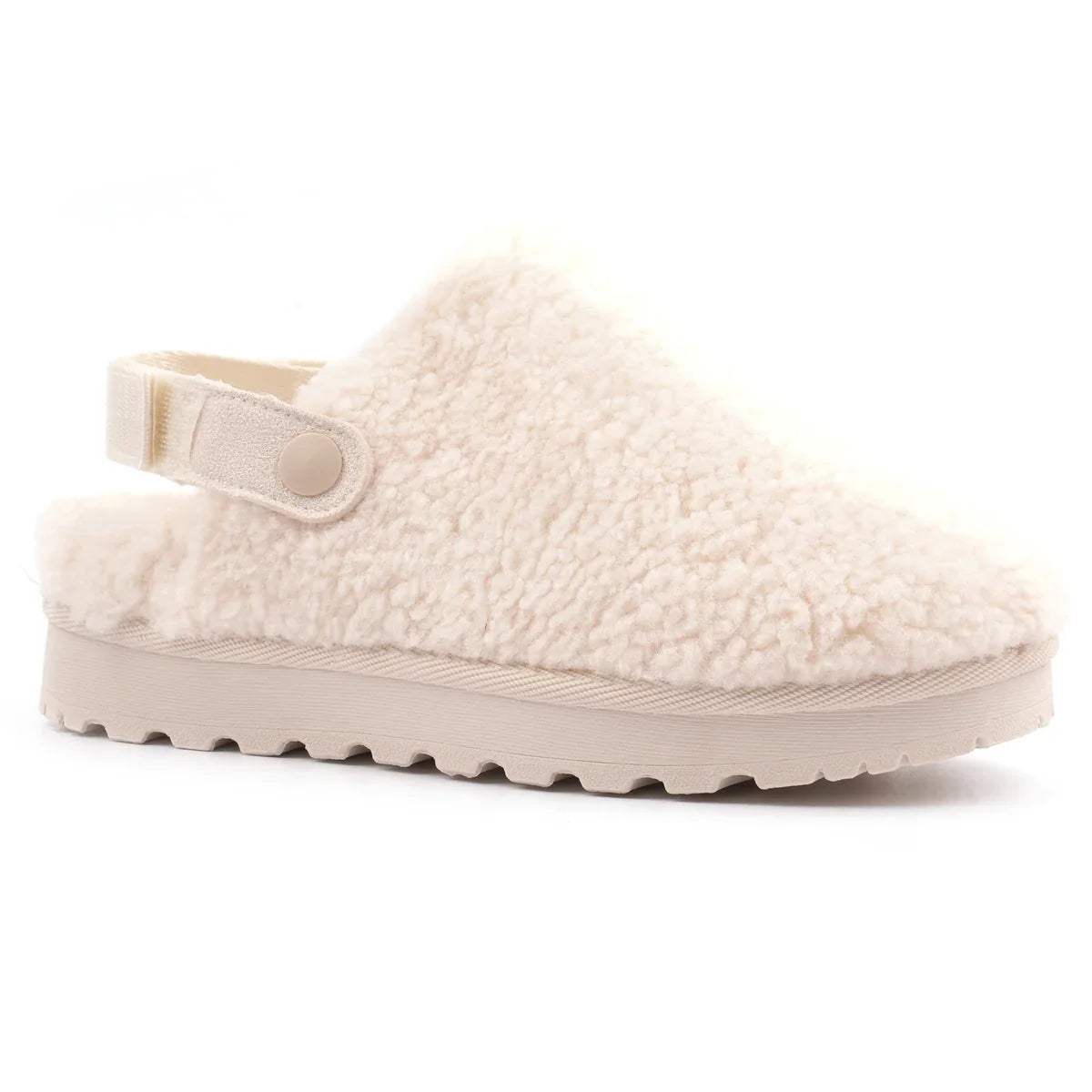 Lunar Naples cream teddy mule slippers