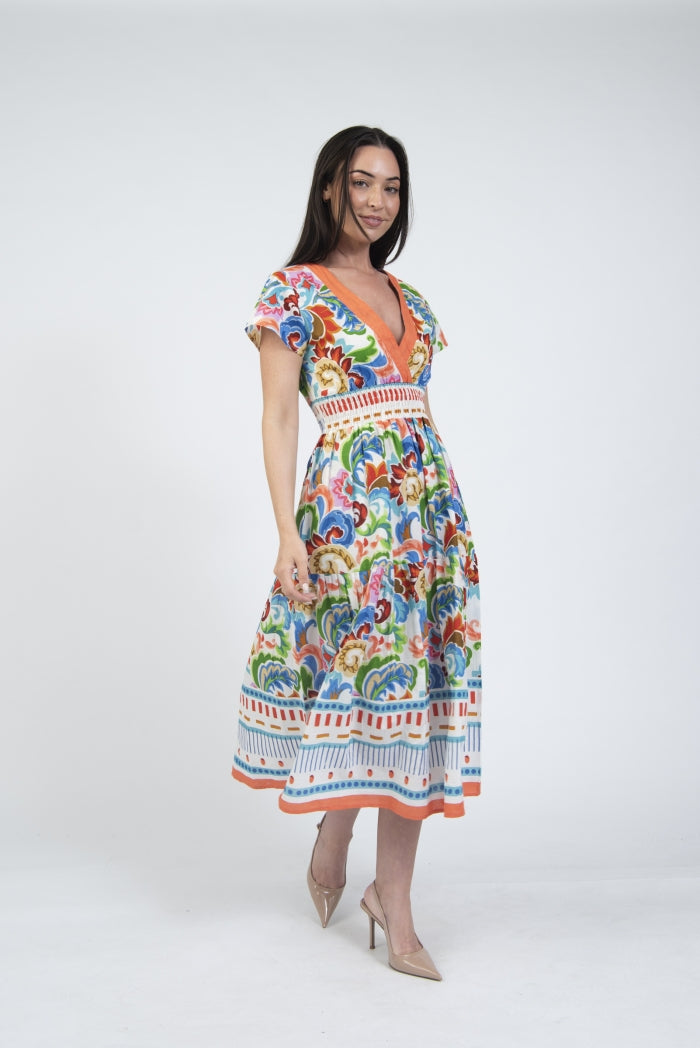 Jessica Graaf V-Neck Cotton Printed Dress - The Coastal Boutique