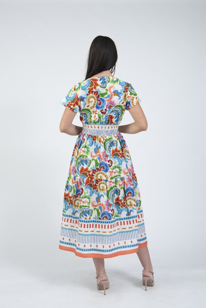 Jessica Graaf V-Neck Cotton Printed Dress - The Coastal Boutique