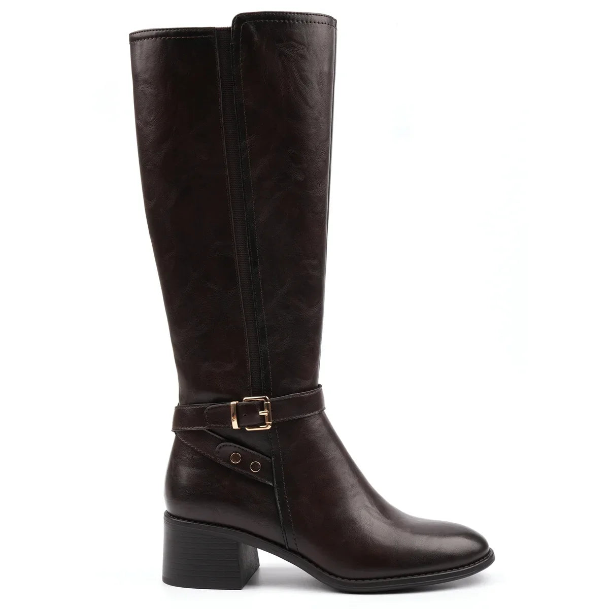Lunar Sindy brown knee-high boot side view