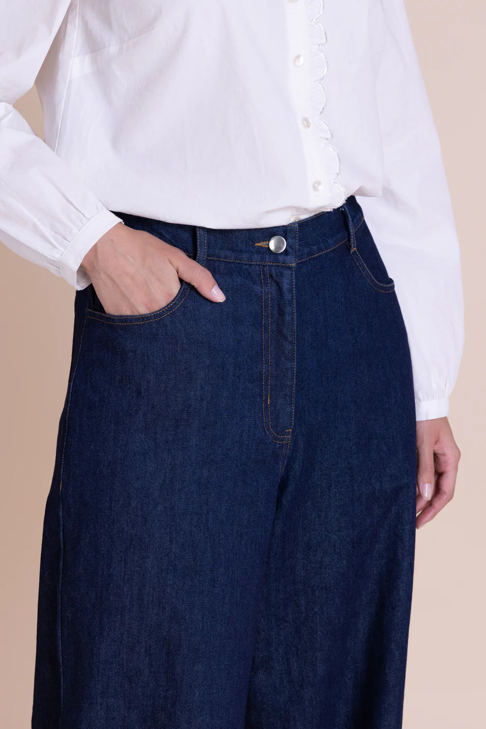 Saige Cotton Denim Wide Leg Jeans image 3