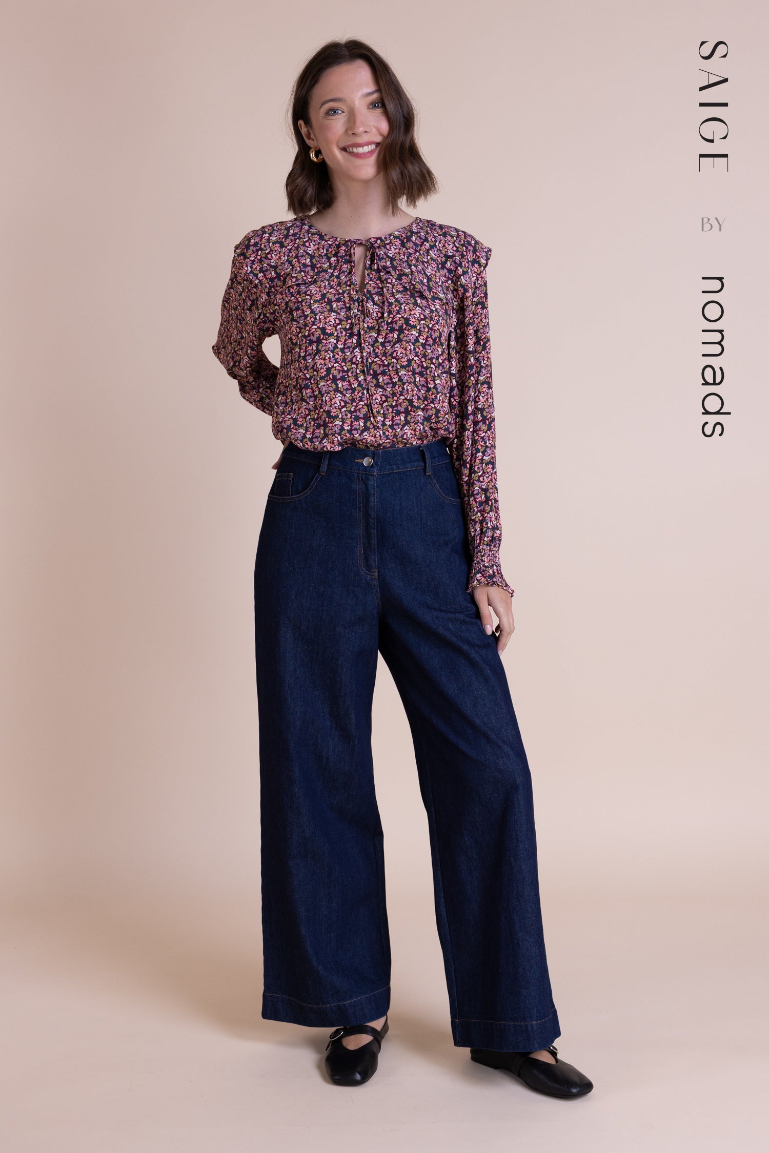 Saige Cotton Denim Wide Leg Jeans image 2